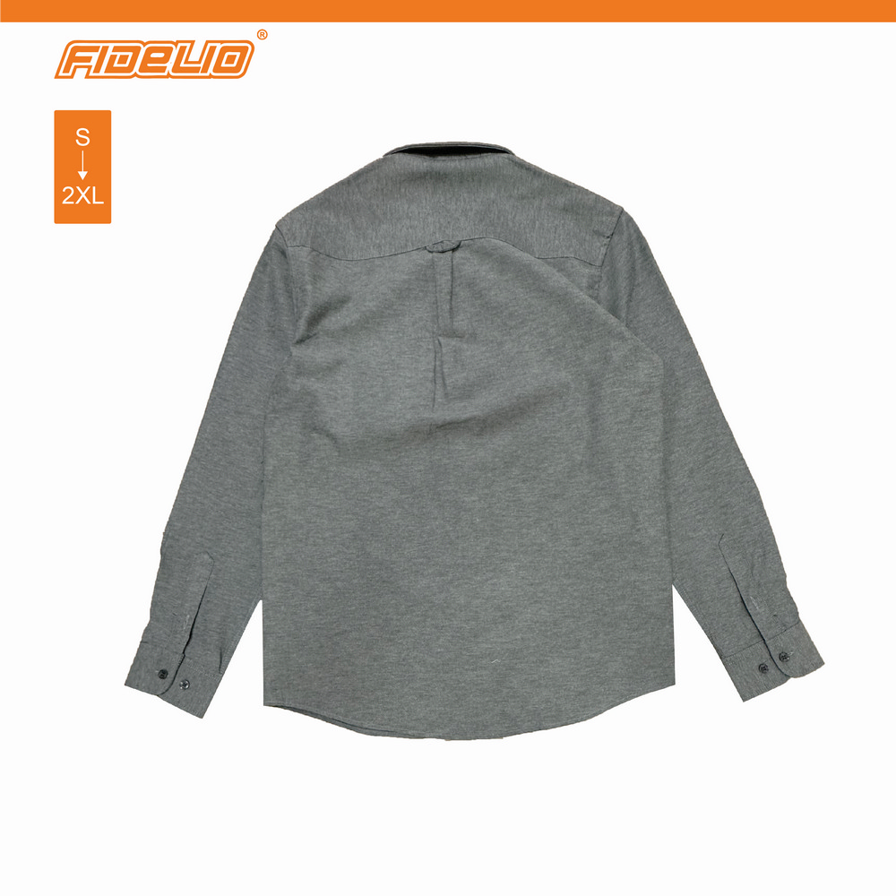 FDL Oxford Business Long Sleeve Shirts - MELANGE GREY