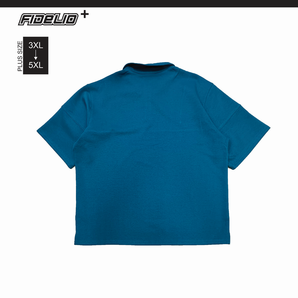 FIDELIO Fit-In Plus Size Cut & Sew Oversize Polo Tees - Turquoise