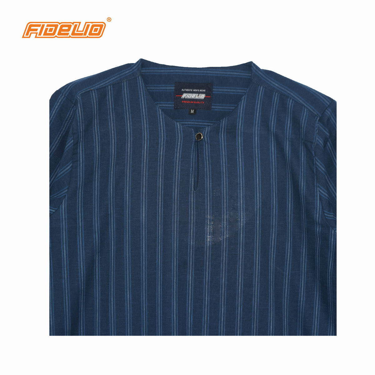 Fidelio Stripes Linen Kurta -Blue