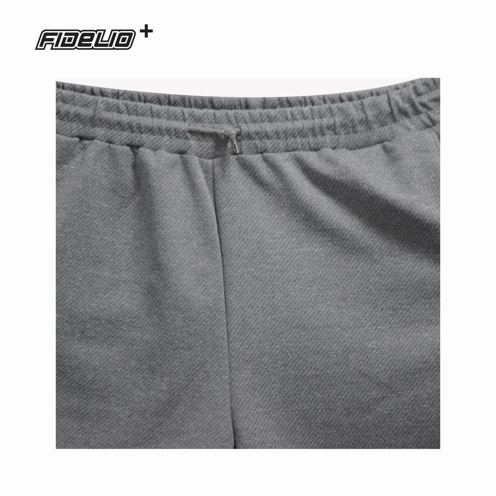 Fit In Plus Size Twill Fabric Bottom Strap Basketball Shorts -Light Grey