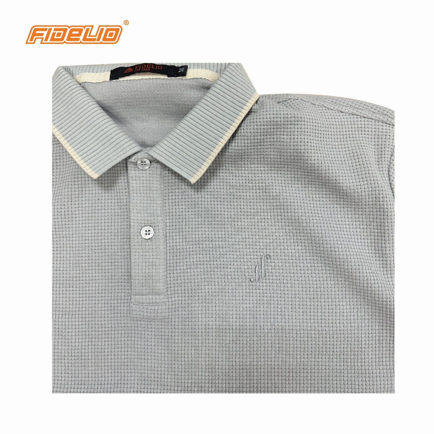 Fidelio Waffle Knit Polo Shirts -Grey