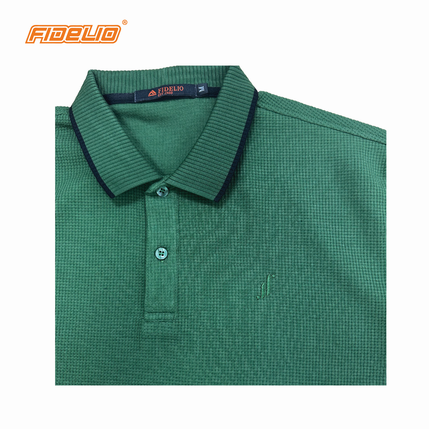 Fidelio Waffle Knit Polo Shirts -Army Green