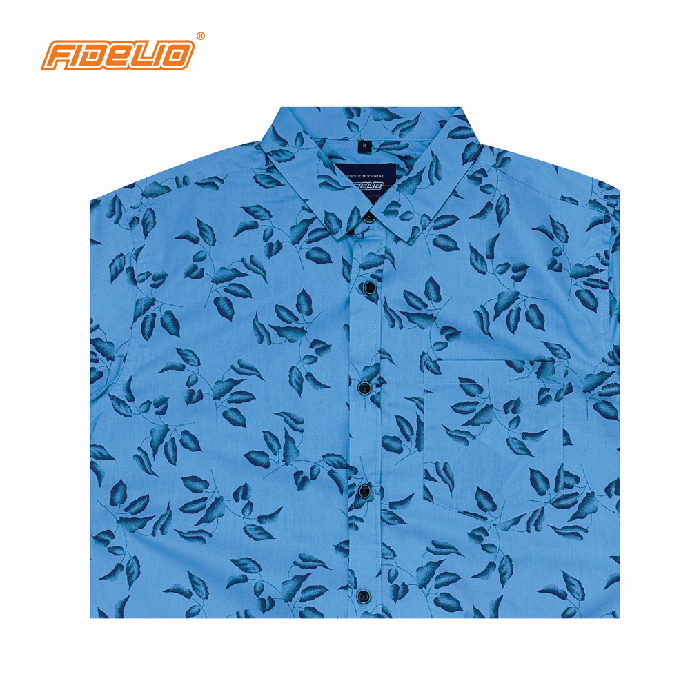 Fidelio LeafBreeze Print Short Sleeve Shirts -Blue