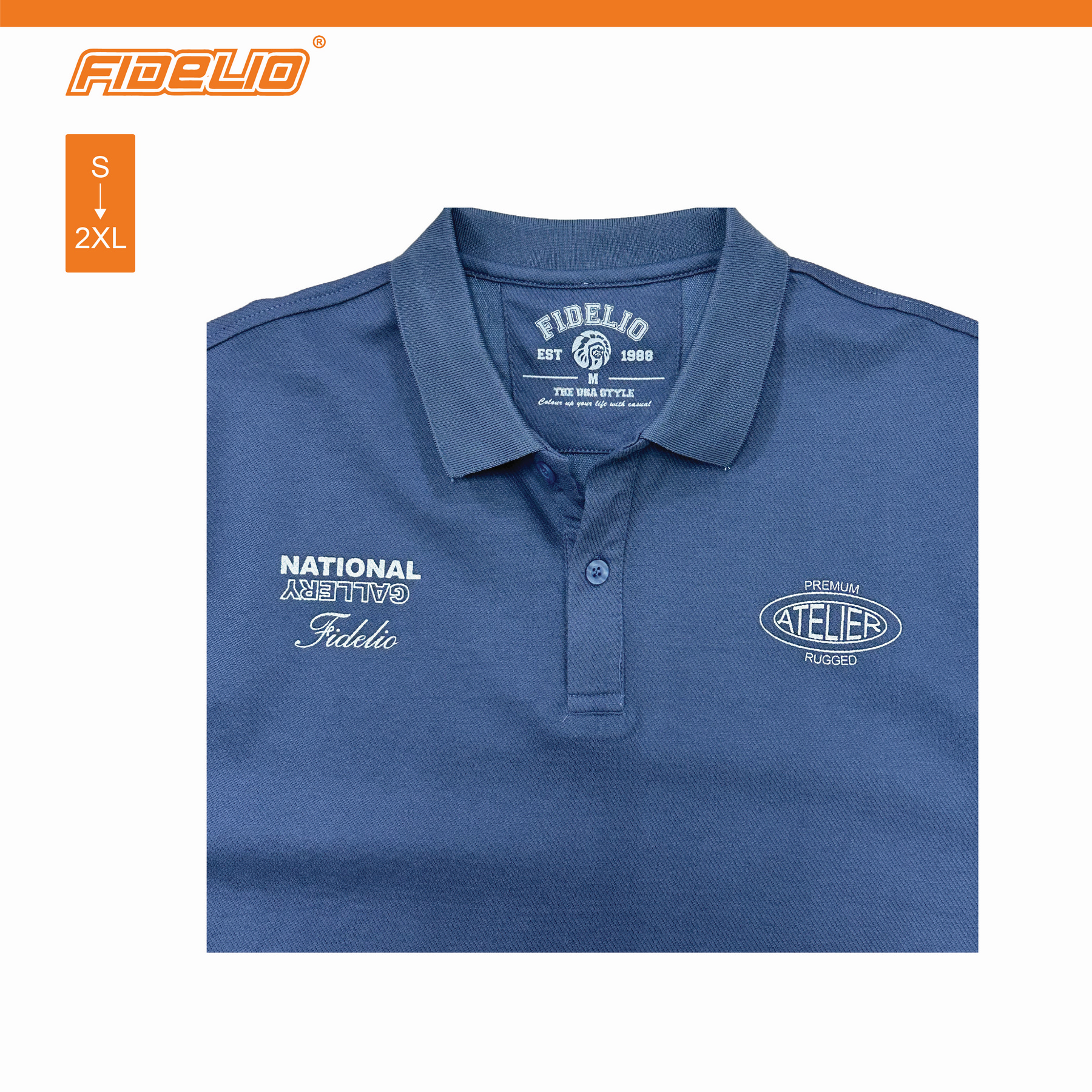 Fidelio Premium Rugged Polo Tees - Blue