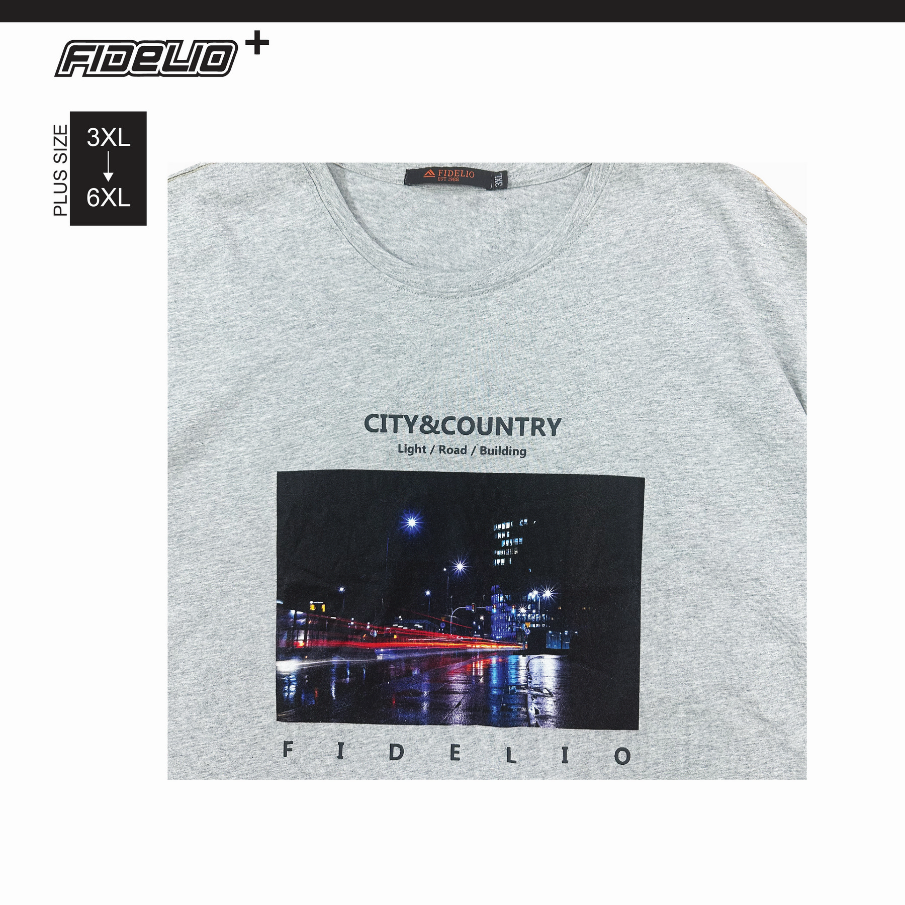 Fidelio Plus Size City & Country Graphic Tees - Grey