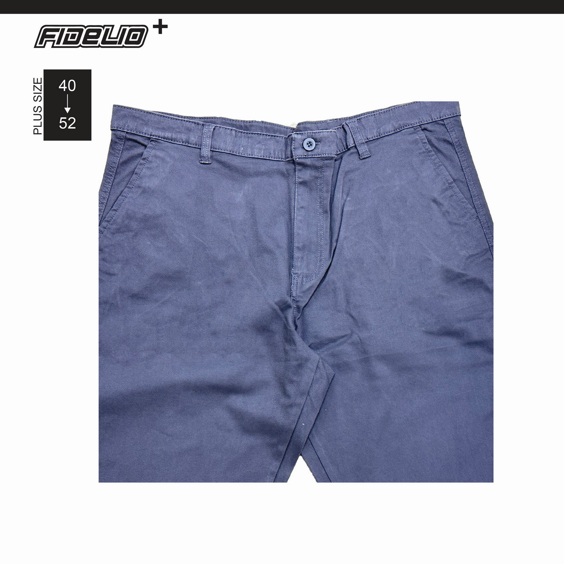 Fidelio Plus Size Stretchable Slim Straight Chinos - Grey