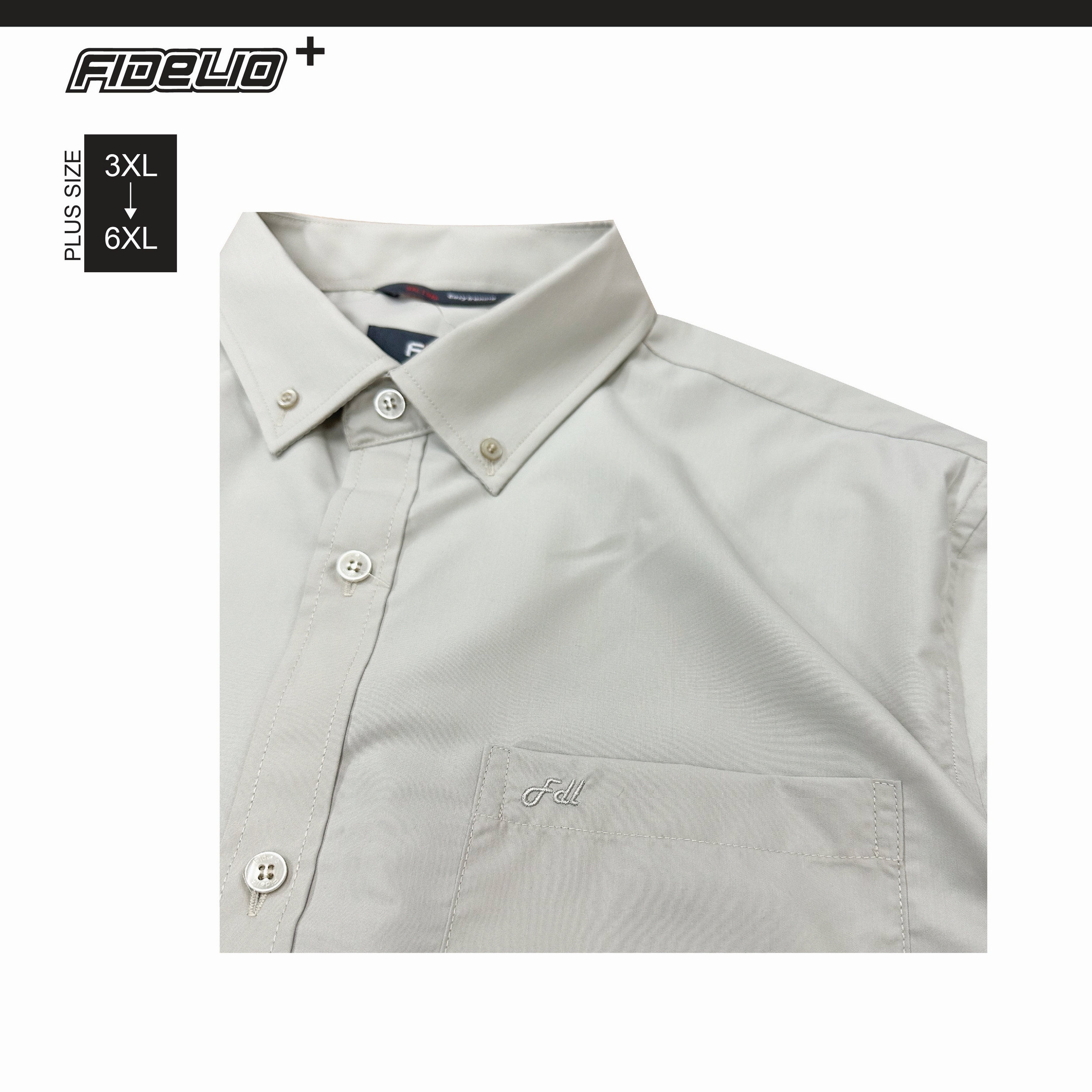 FDL Plus Size Premium Business Shirts - Grey