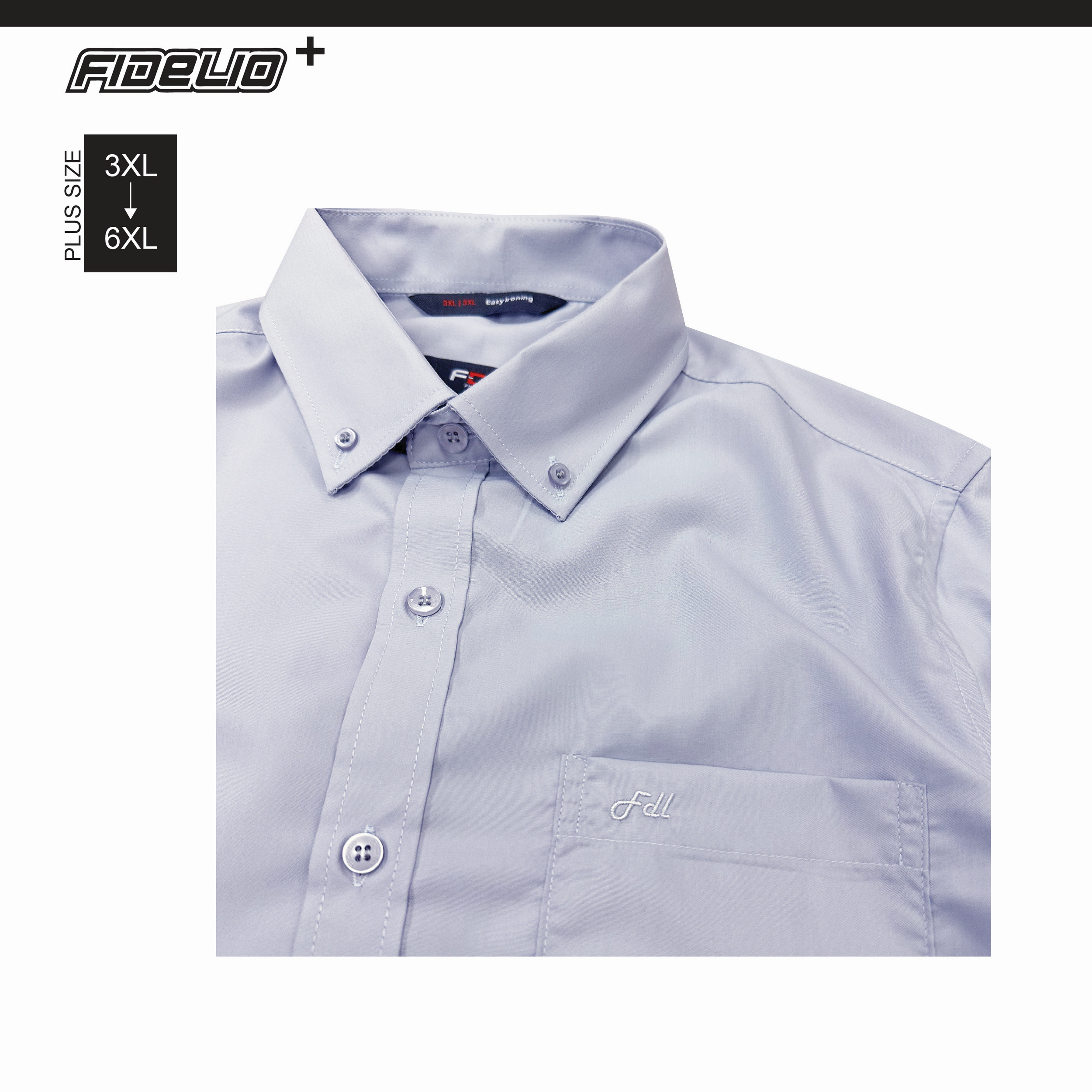 FDL Plus Size Premium Business Shirts - Blue Grey