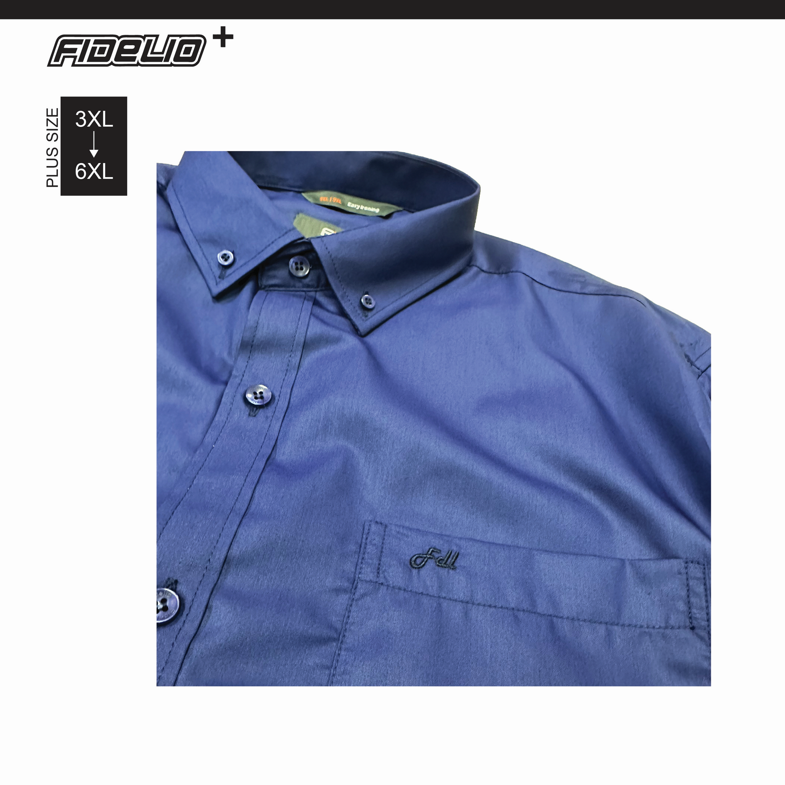 FDL Plus Size Premium Business Shirts - Navy