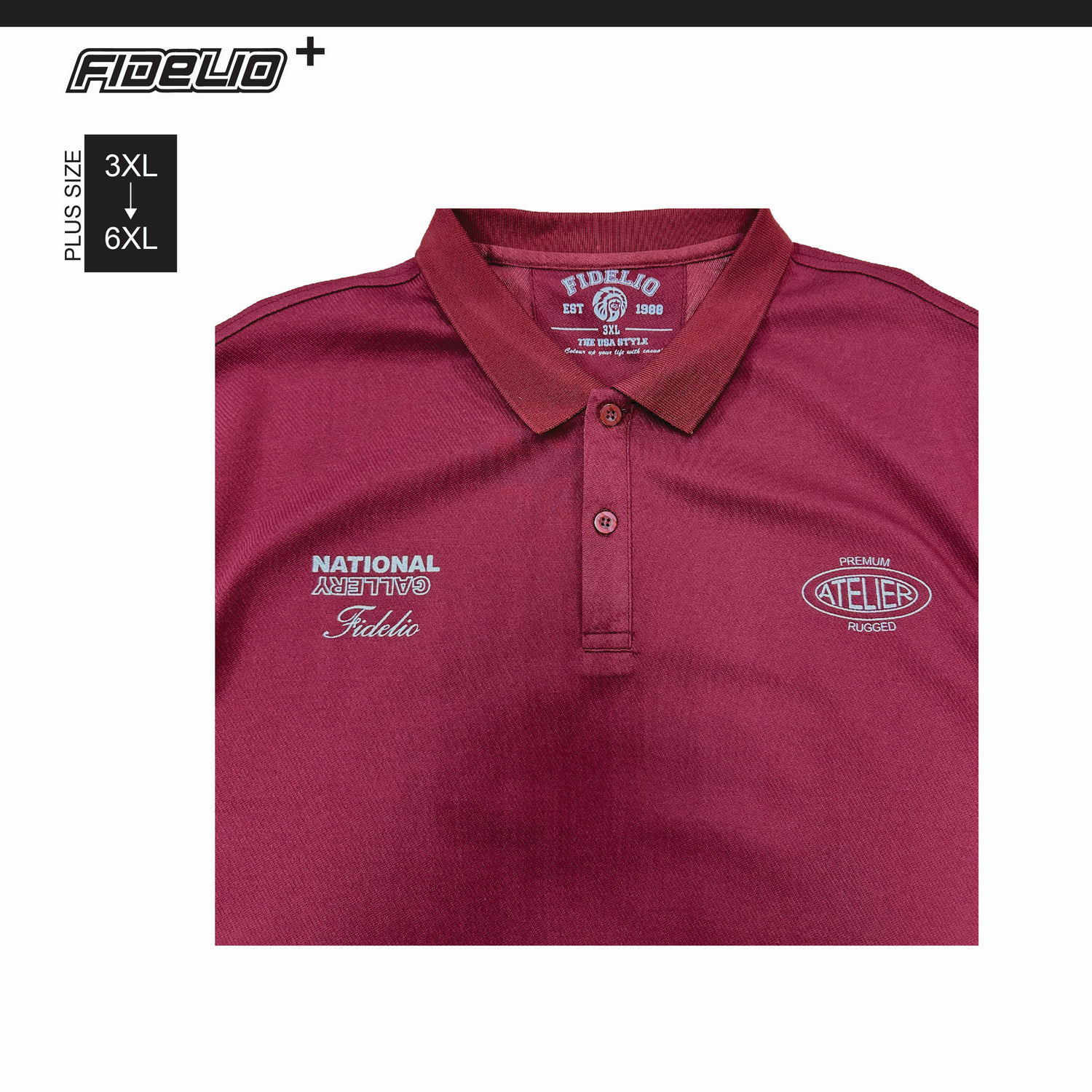 Fidelio Plus Size Premium Rugged Polo Tees - Maroon