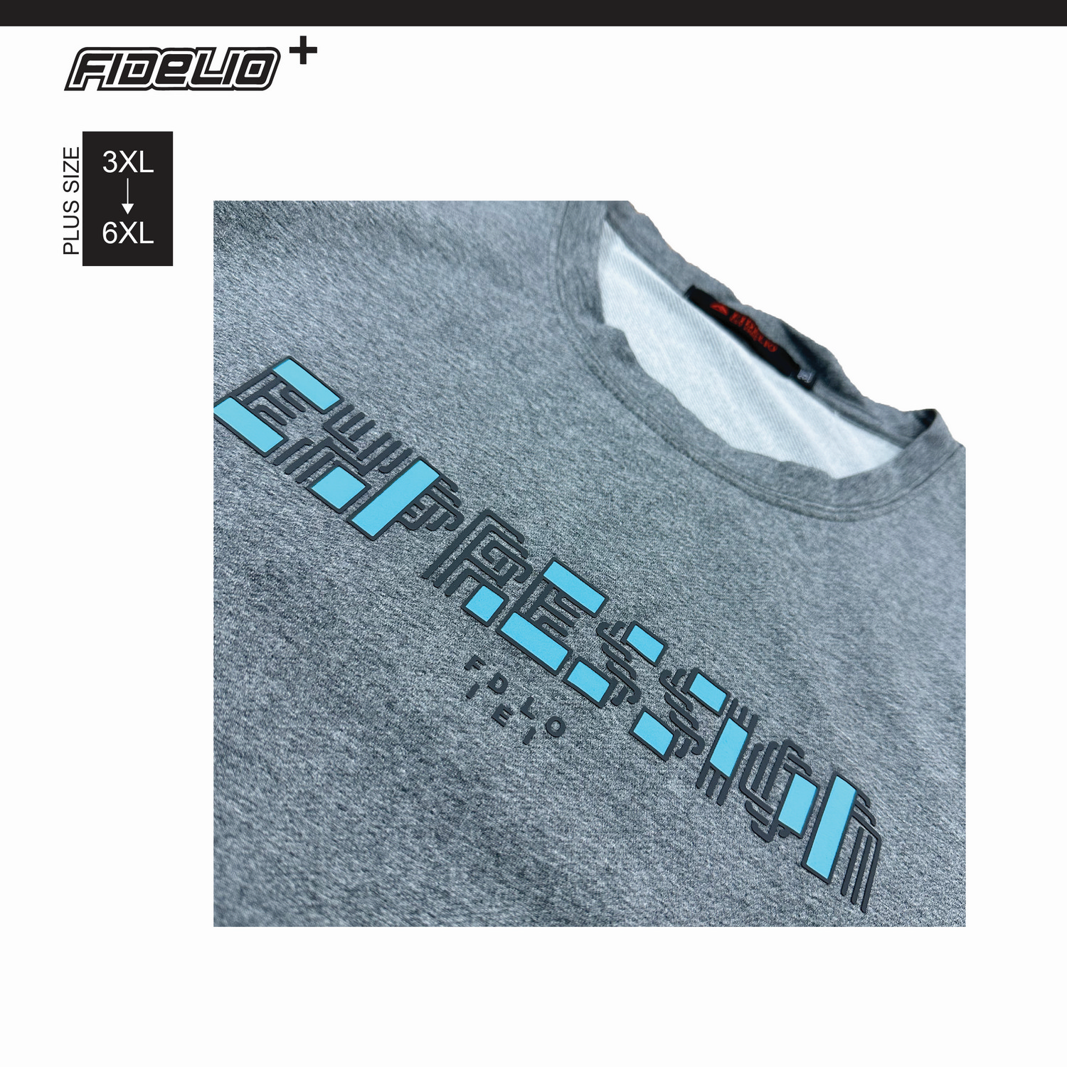 Fidelio Plus Size Expression Graphic Tees - Grey