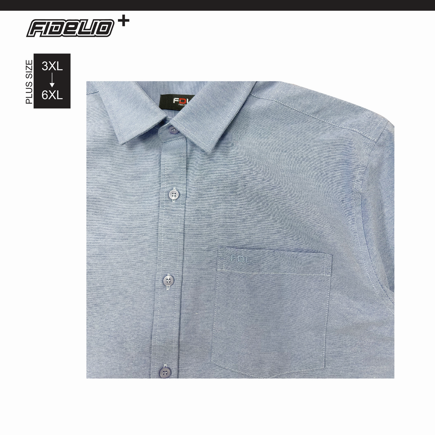 FDL Plus Size Oxford Short Sleeve Shirts - Blue