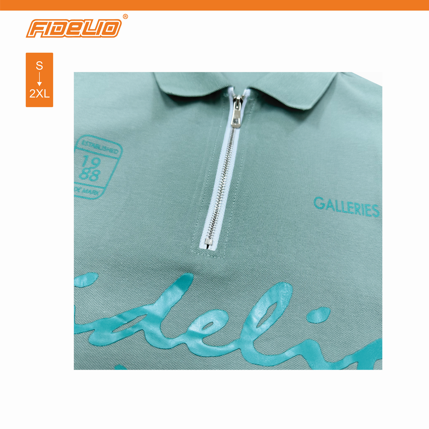 Fidelio Zipper Premium Polo Tees -Turquoise Green