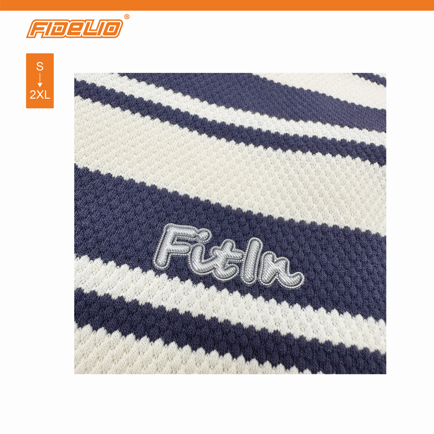 FIT IN Striped Weave Oversized Tees -Navy/Beige