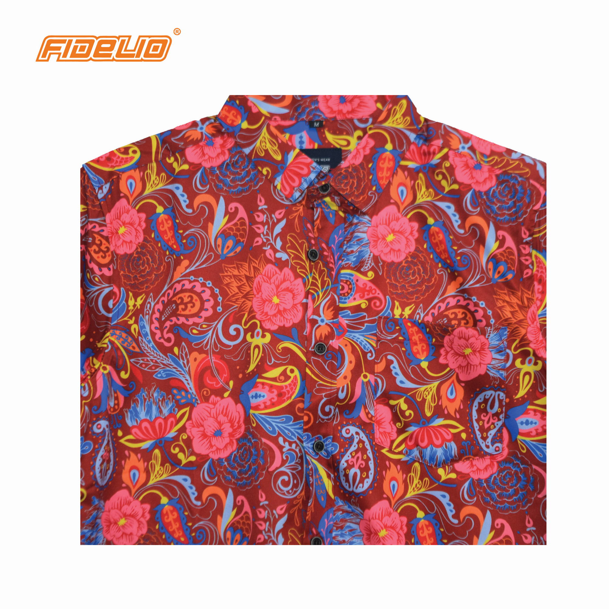 Fidelio Heritage Print Short Sleeve Shirts -Maroon/Pink