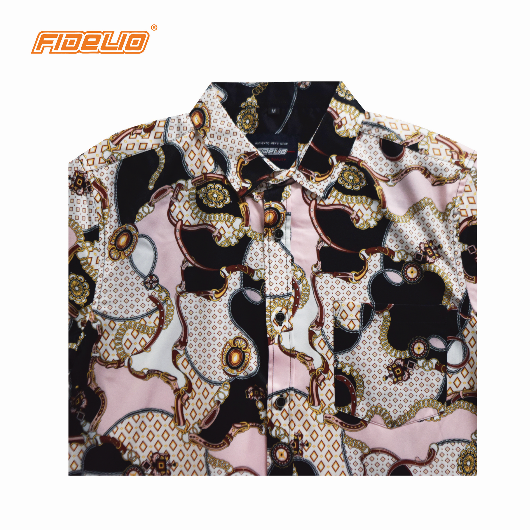Fidelio Heritage Print Short Sleeve Shirts -Black/Pink