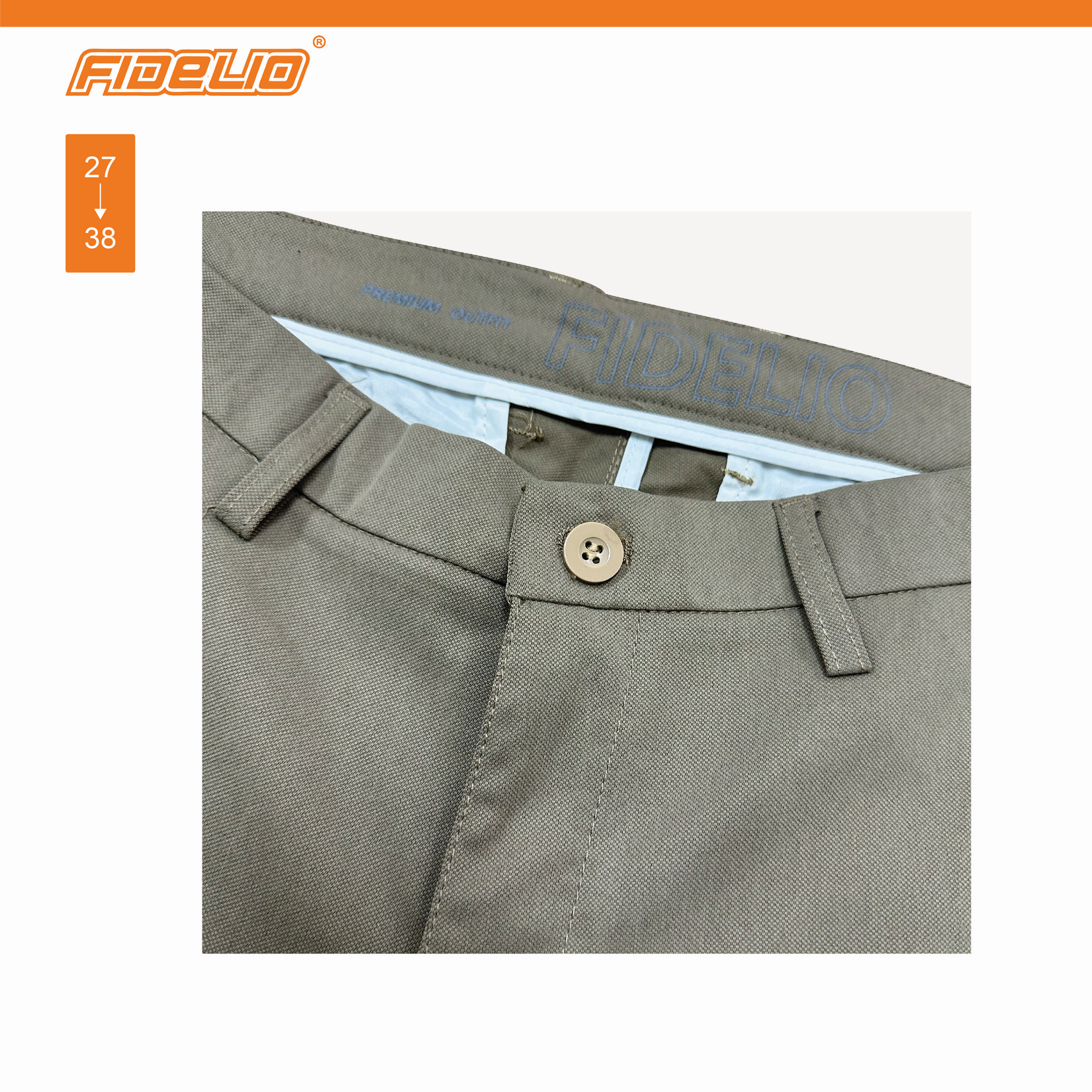 Fidelio Comfort Stretch Slim Fit Chinos - Khaki