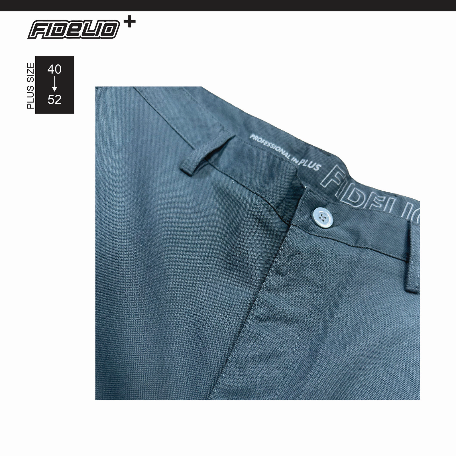 Fidelio Plus Size Comfort Stretch Slim Fit Chinos - Dark Grey