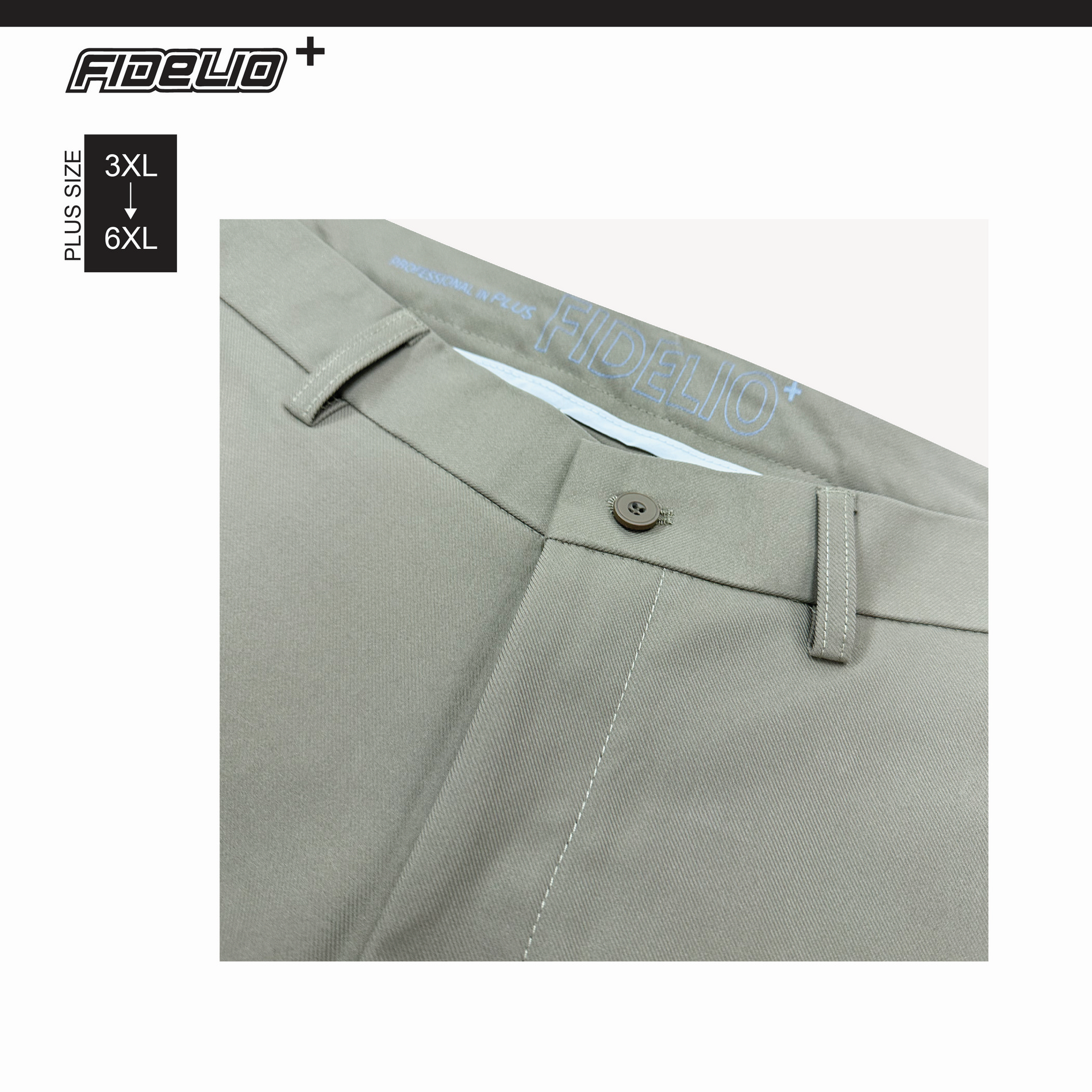 Fidelio Plus Size Urban Chinos Pants - Khaki