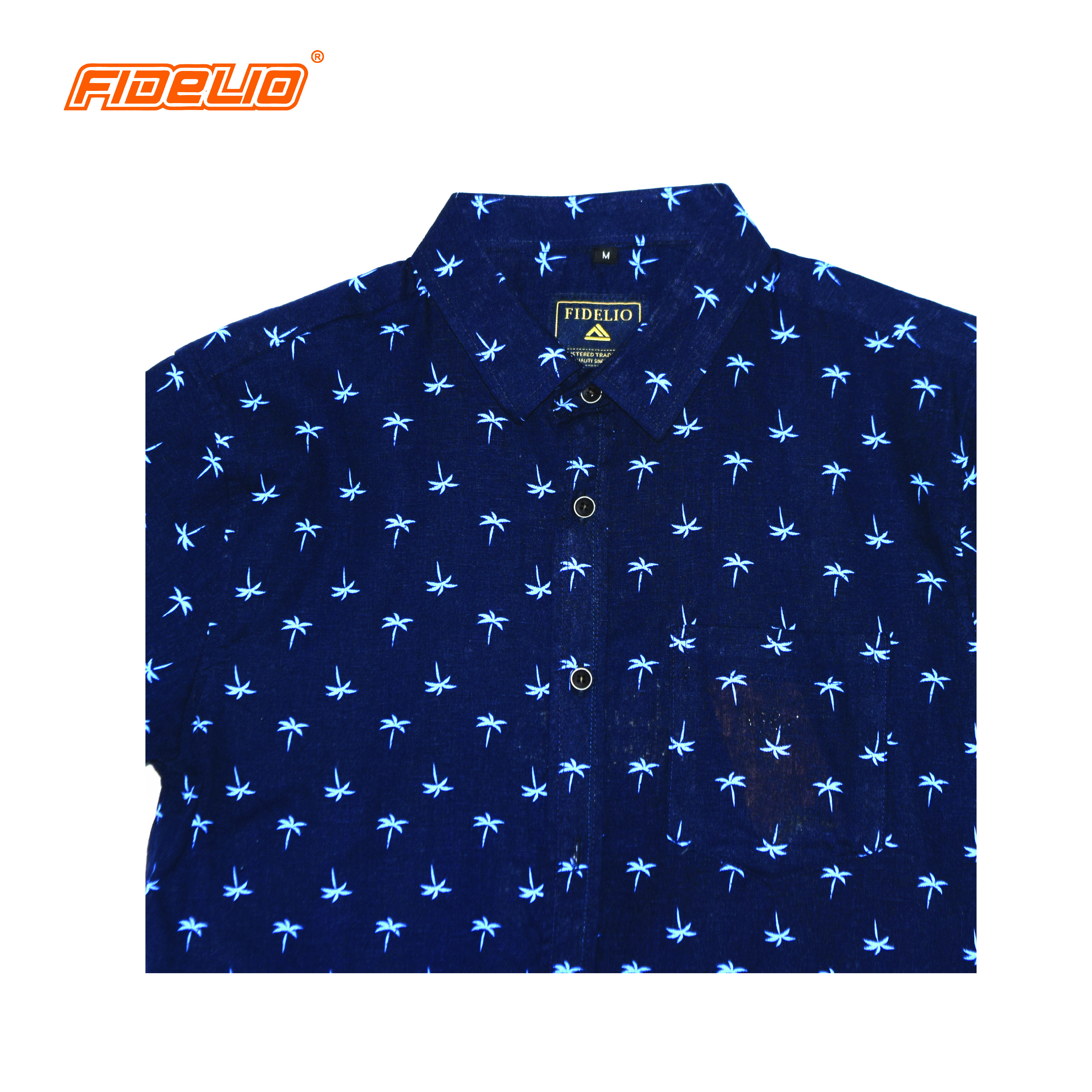 FIDELIO Micro-Printed Short Sleeve Shirt -Dark Blue