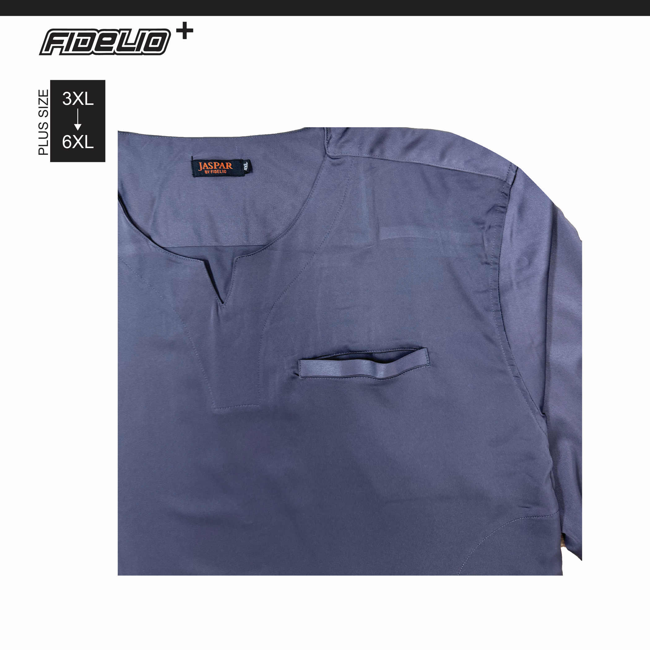 JASPAR Plus Size Sleek V-Neck Kurta Tops -Grey