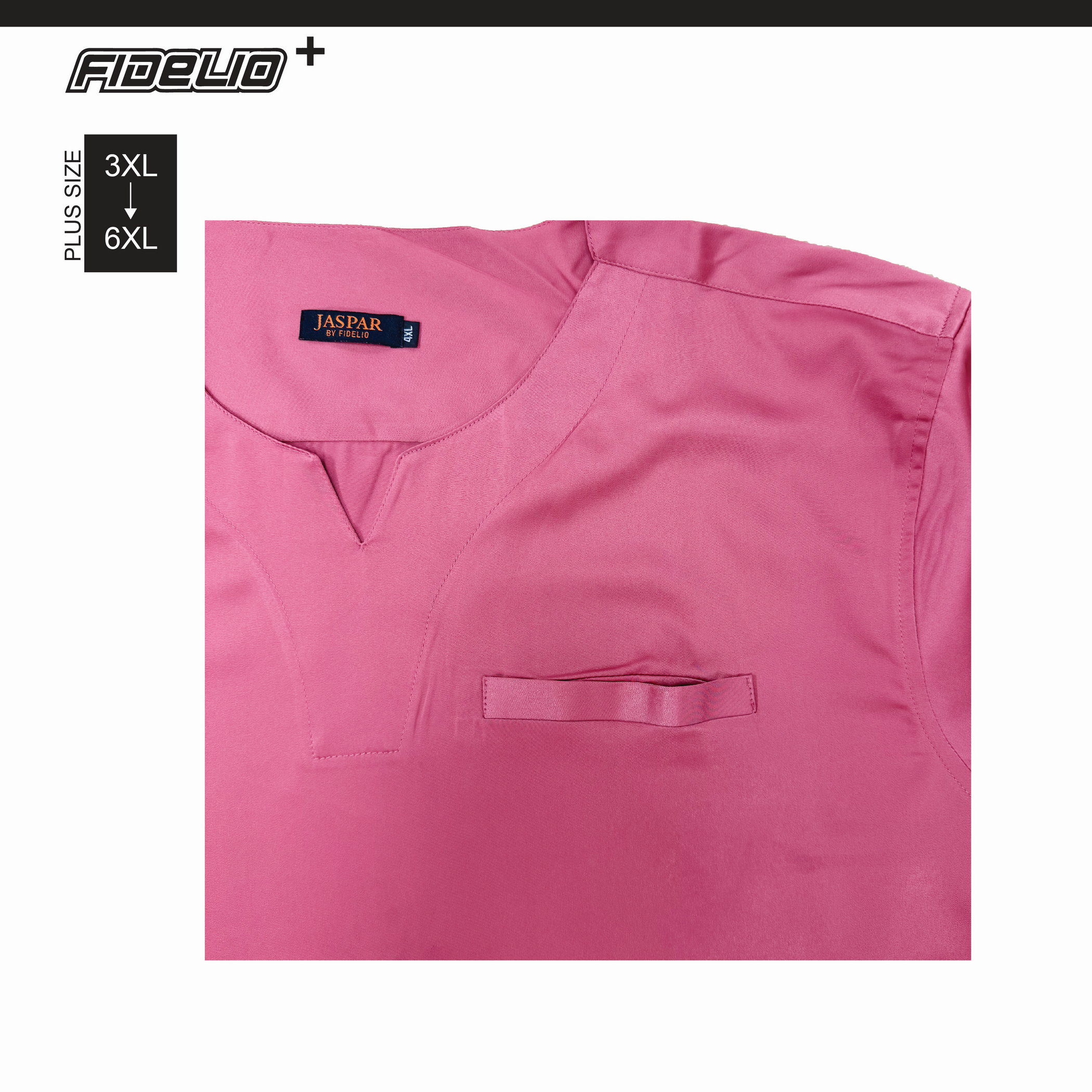 JASPAR Plus Size Sleek V-Neck Kurta Tops -Coral Red