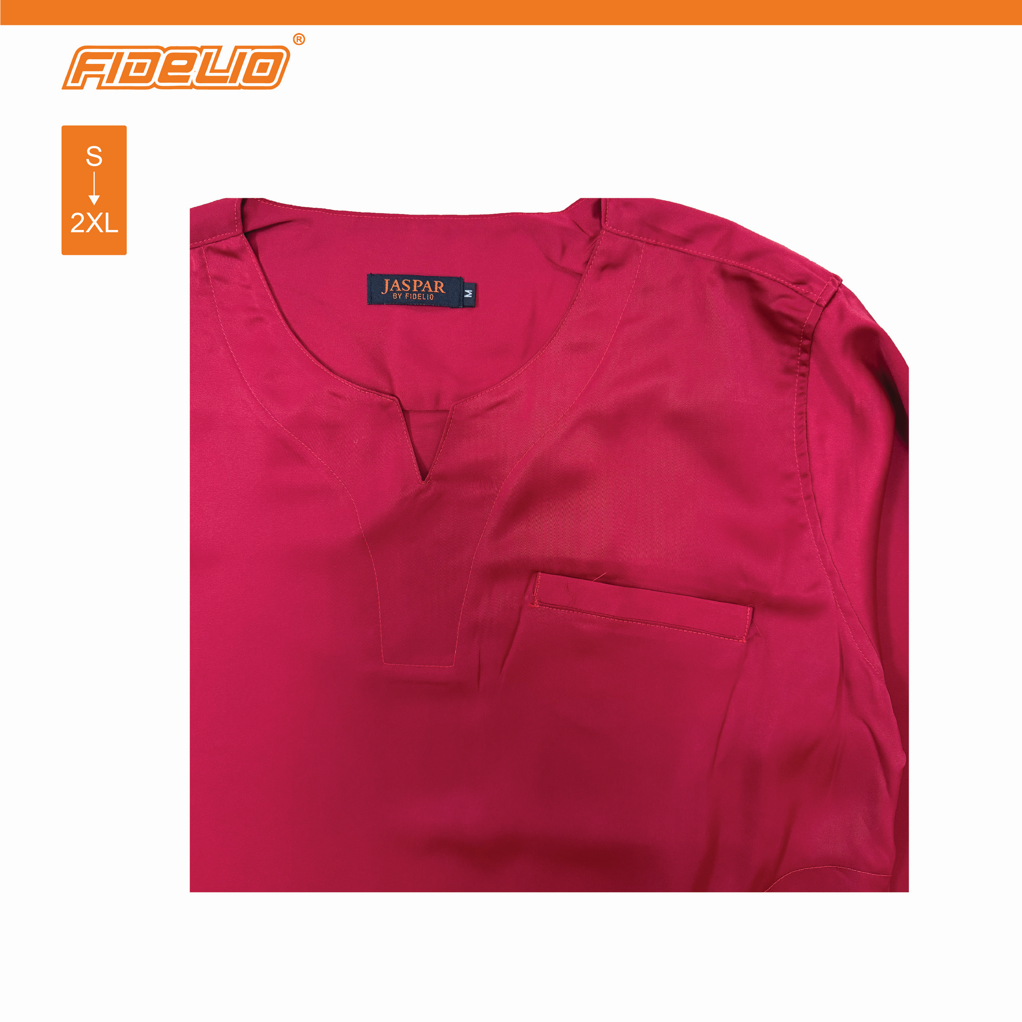 JASPAR Sleek V-Neck Kurta Tops -Red