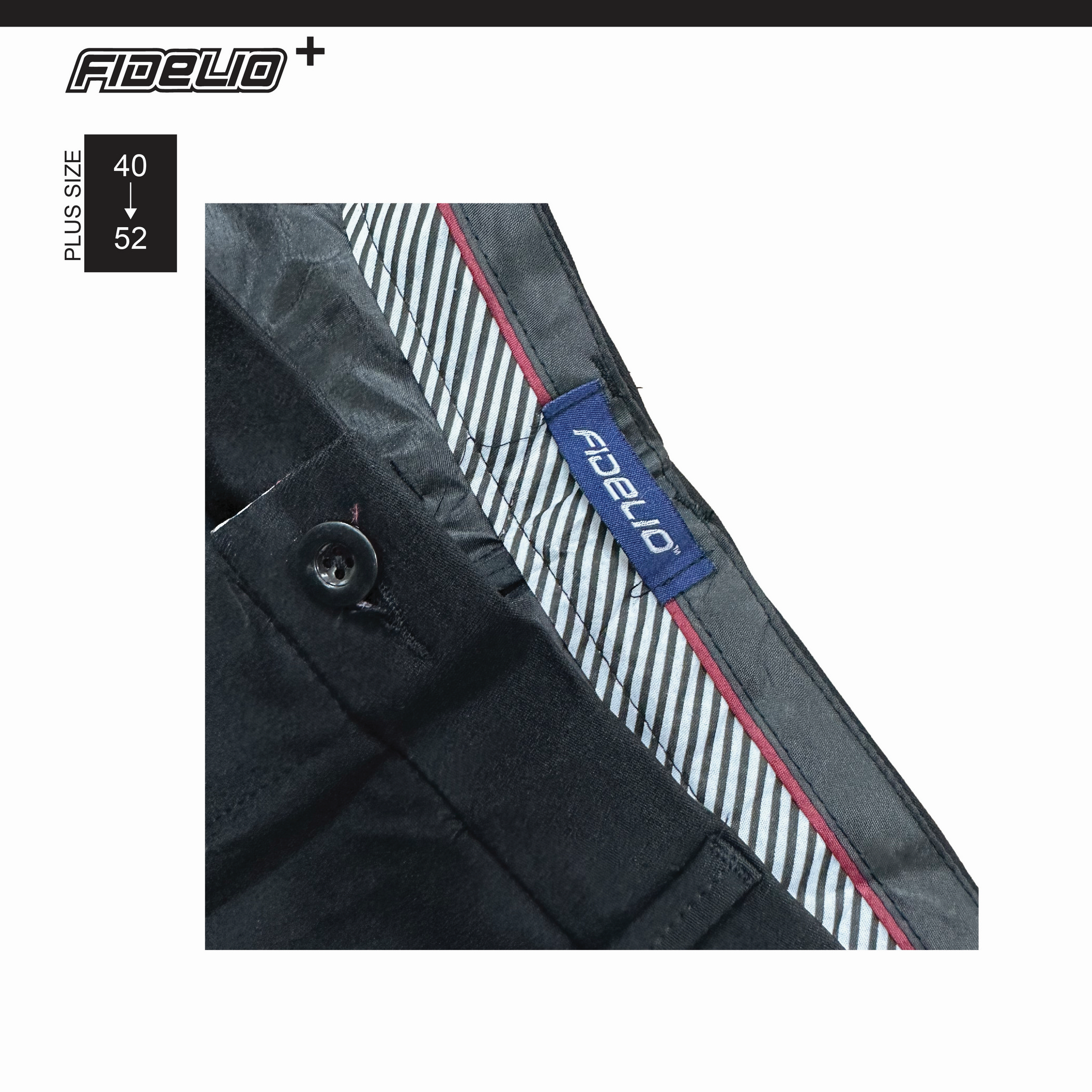 Fidelio Plus Size Stretchable Business Slack -Black