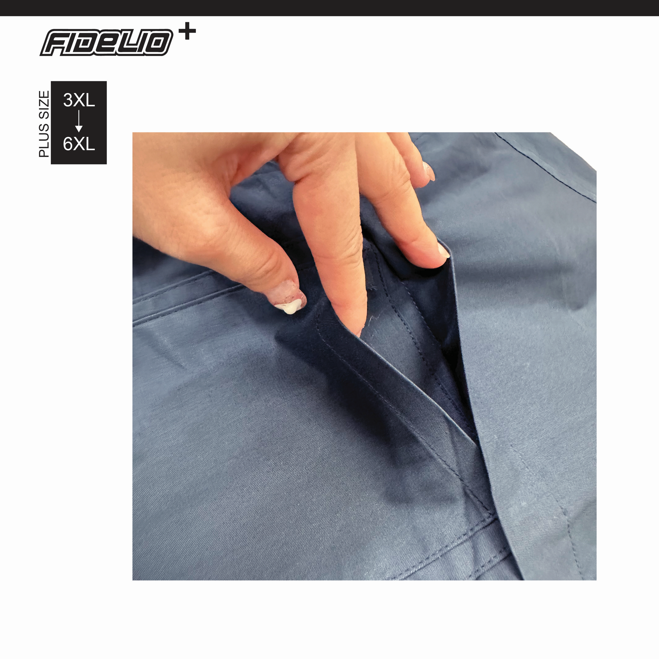 Fidelio Plus Size Dual-Pocketed Short Sleeve Shirts -Navy