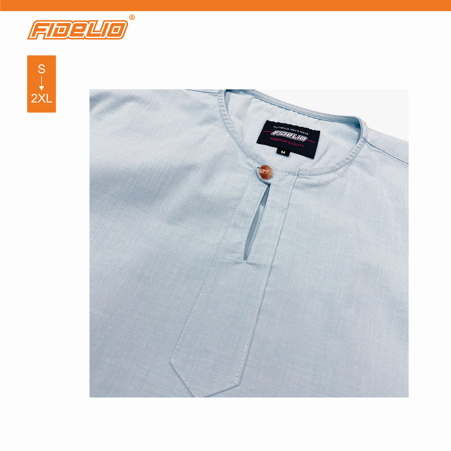 Fidelio Basic Casual Short Sleeve Kurta -Light Blue