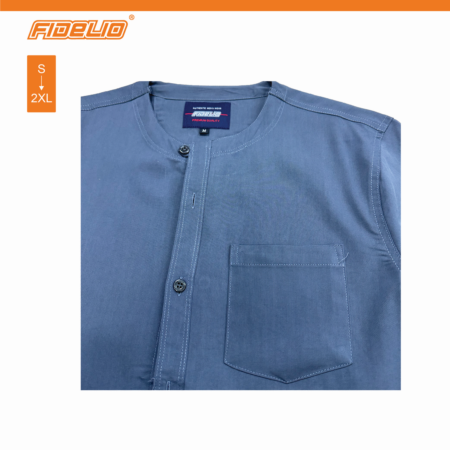 Fidelio Mandarin collar Modern Shirts -Grey