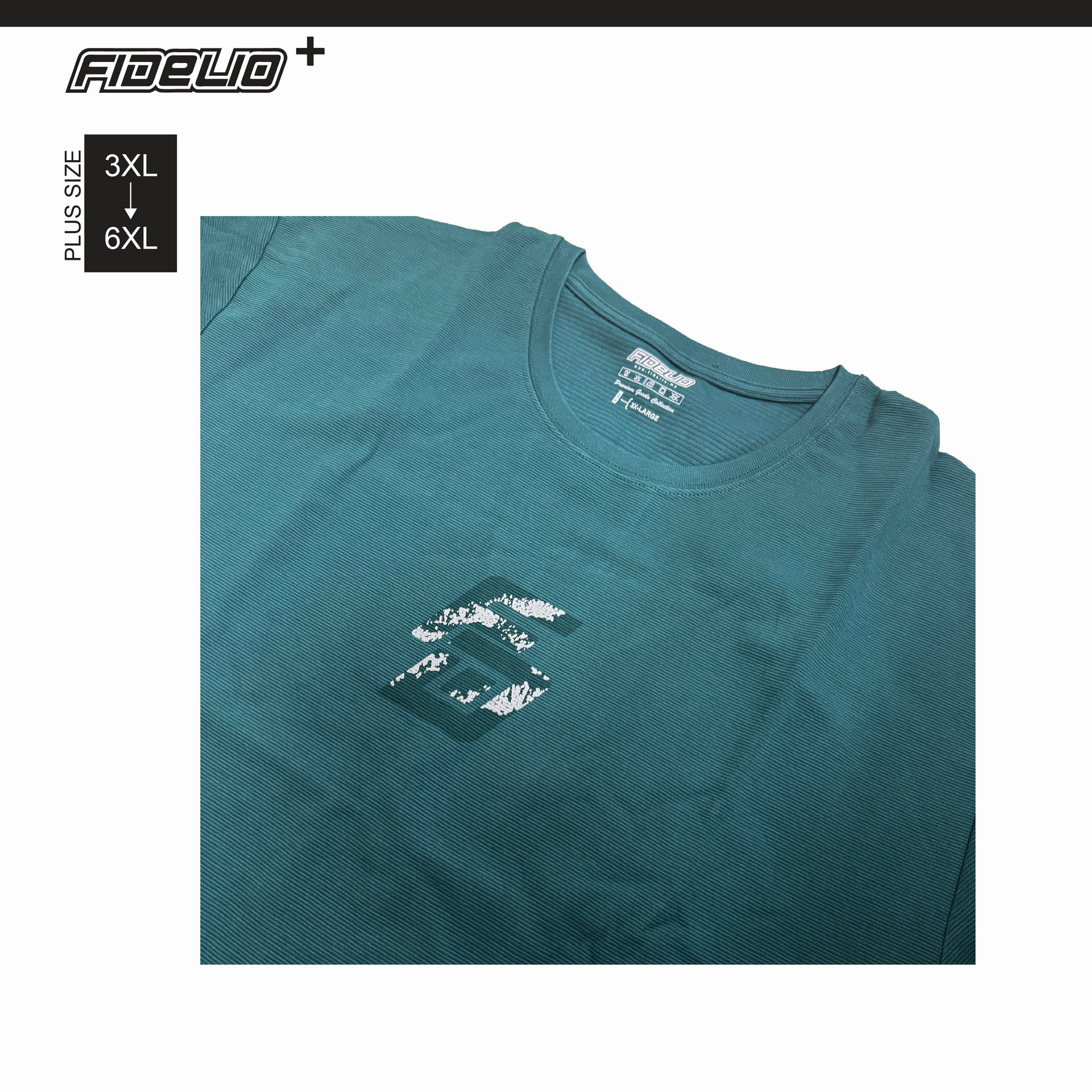 Fidelio Plus Size Textured Graphic Tee - Turquoise