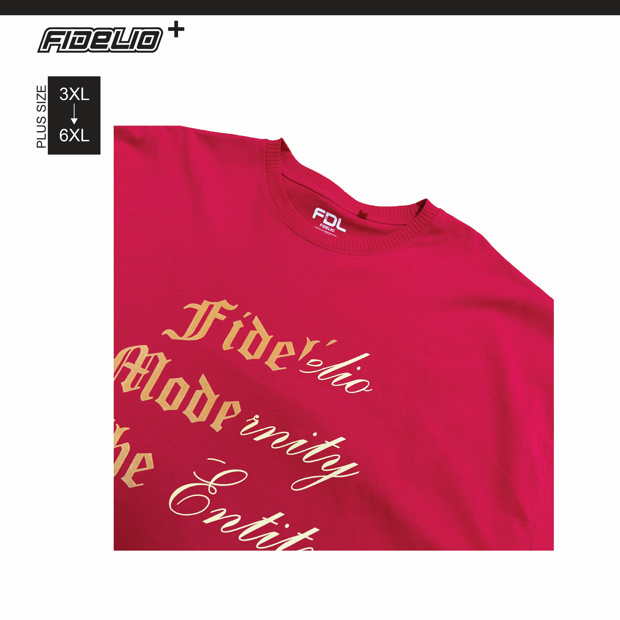 FDL Plus Size Typeplay Printed Tees - Red