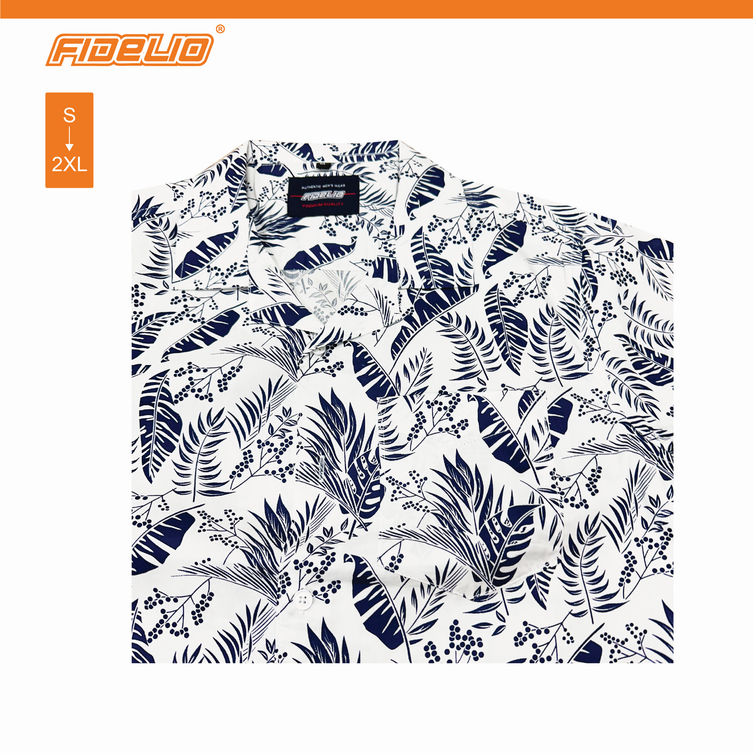 Fidelio Hawaiian Short Sleeve Shirt - White/ Navy