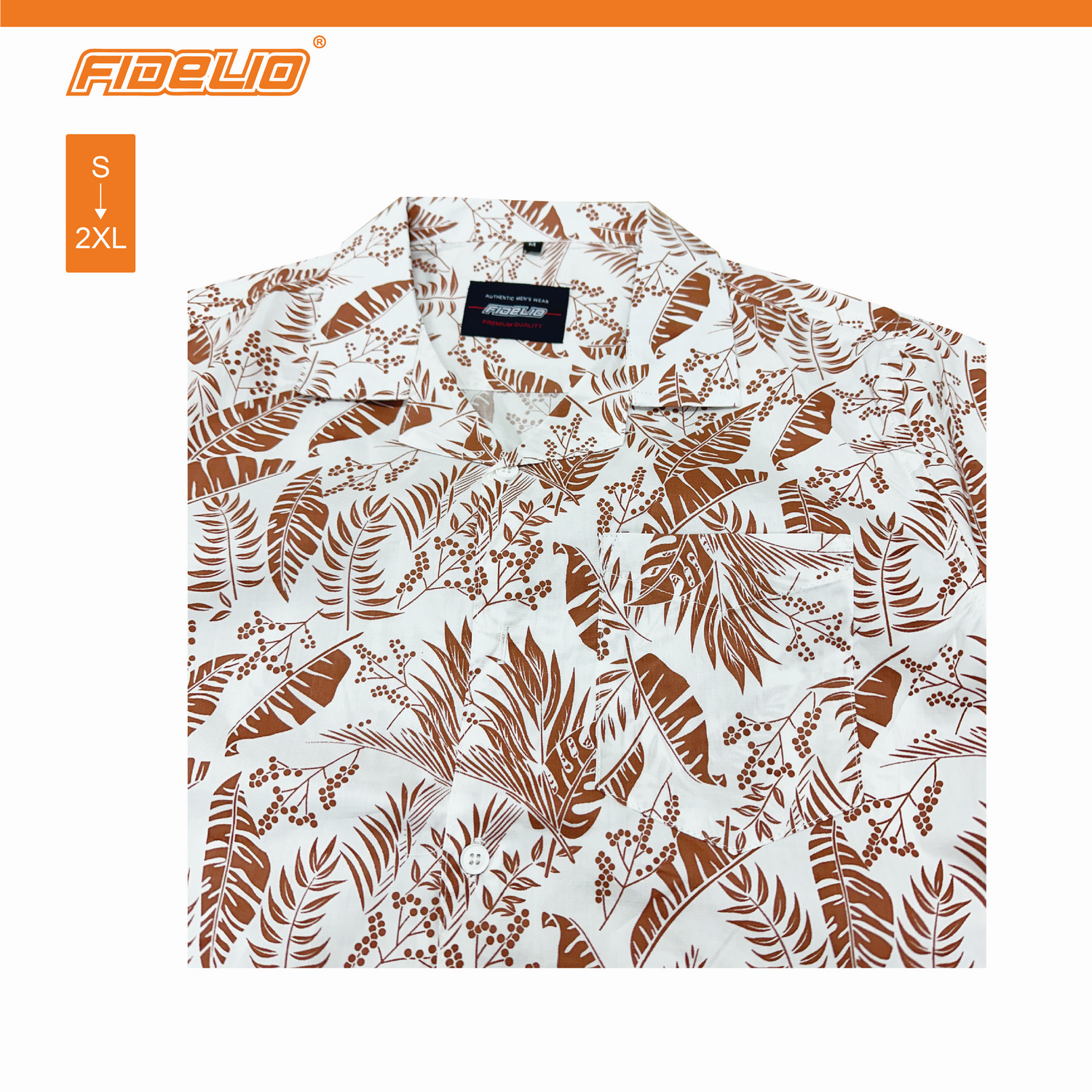 Fidelio Hawaiian Short Sleeve Shirt - White/ Brown