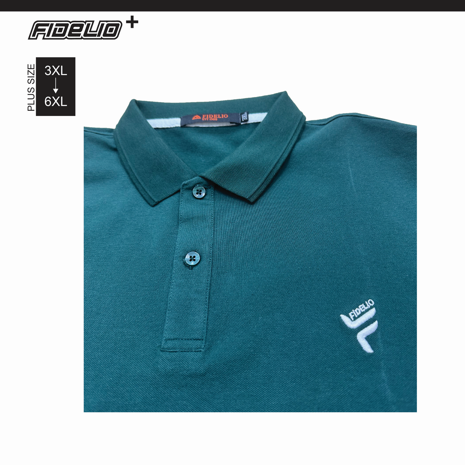Fidelio Plus Size Essential Polo Tee - Green