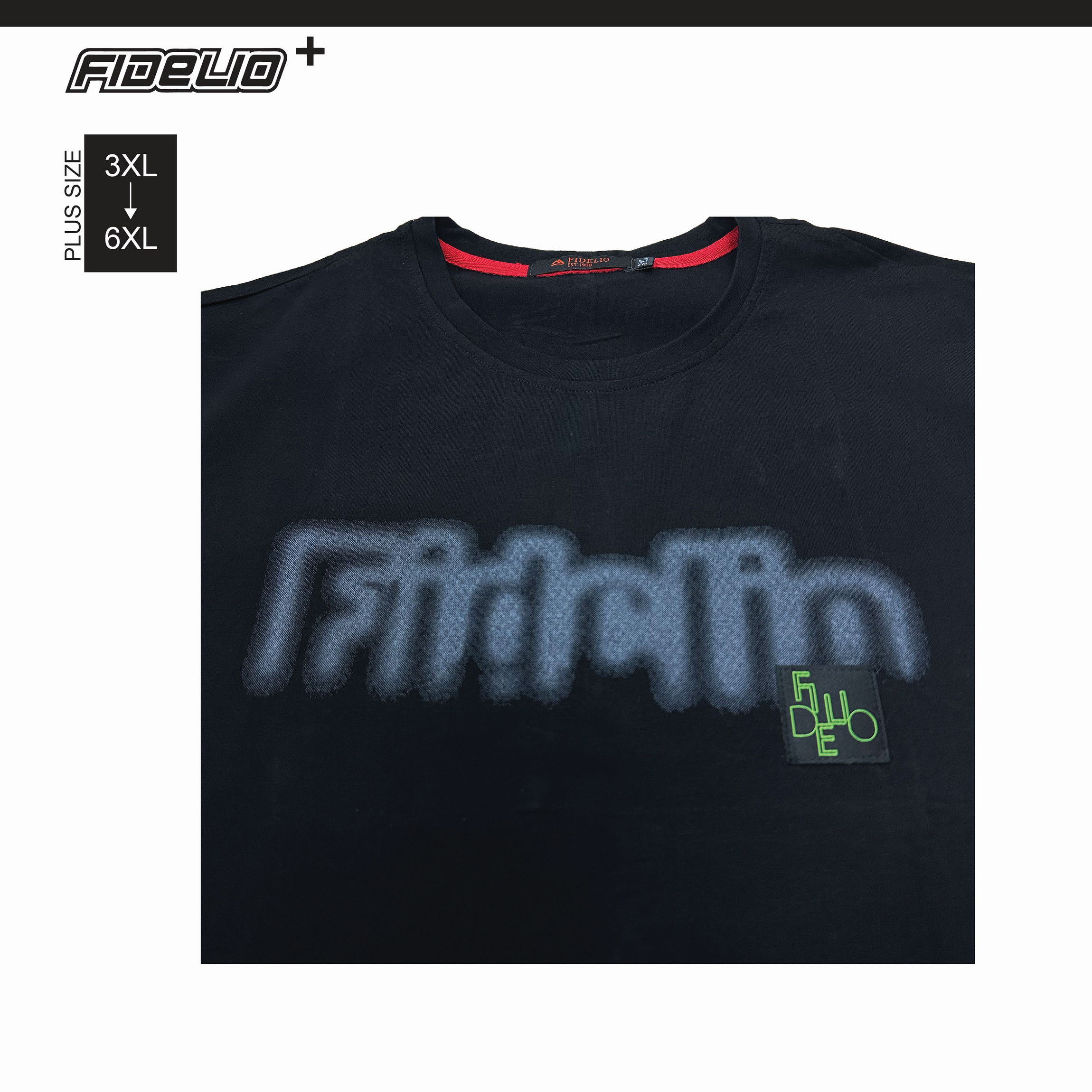 Fidelio Plus Size Spray Graphic Tees -Black