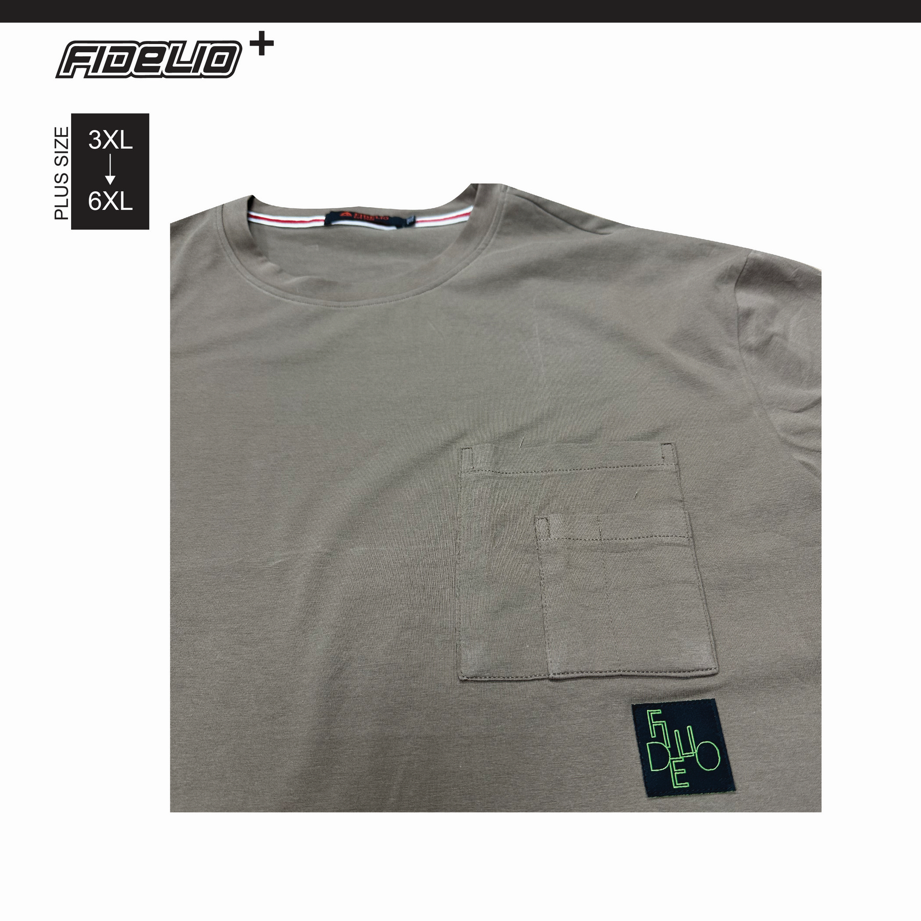 Fidelio Plus Size Utility Pocket Tees -Brown