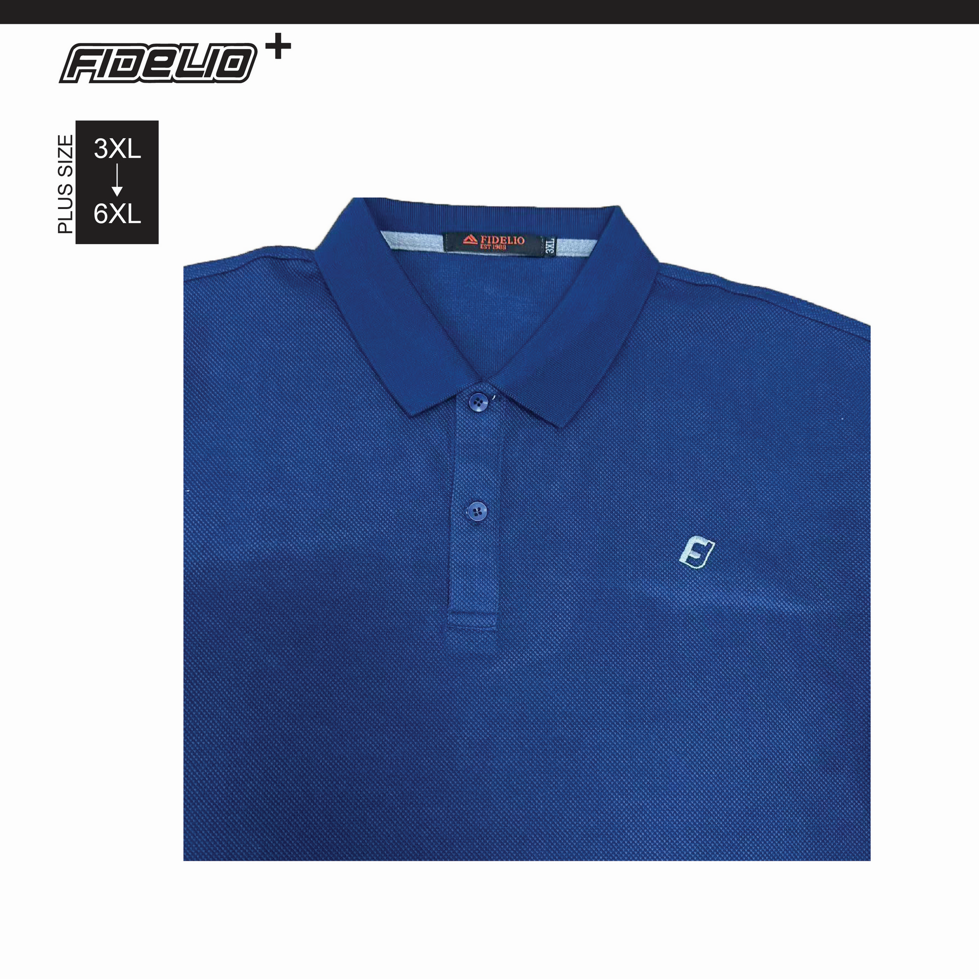 Fidelio Plus Size Signature Embroidery Polo Tees -Navy