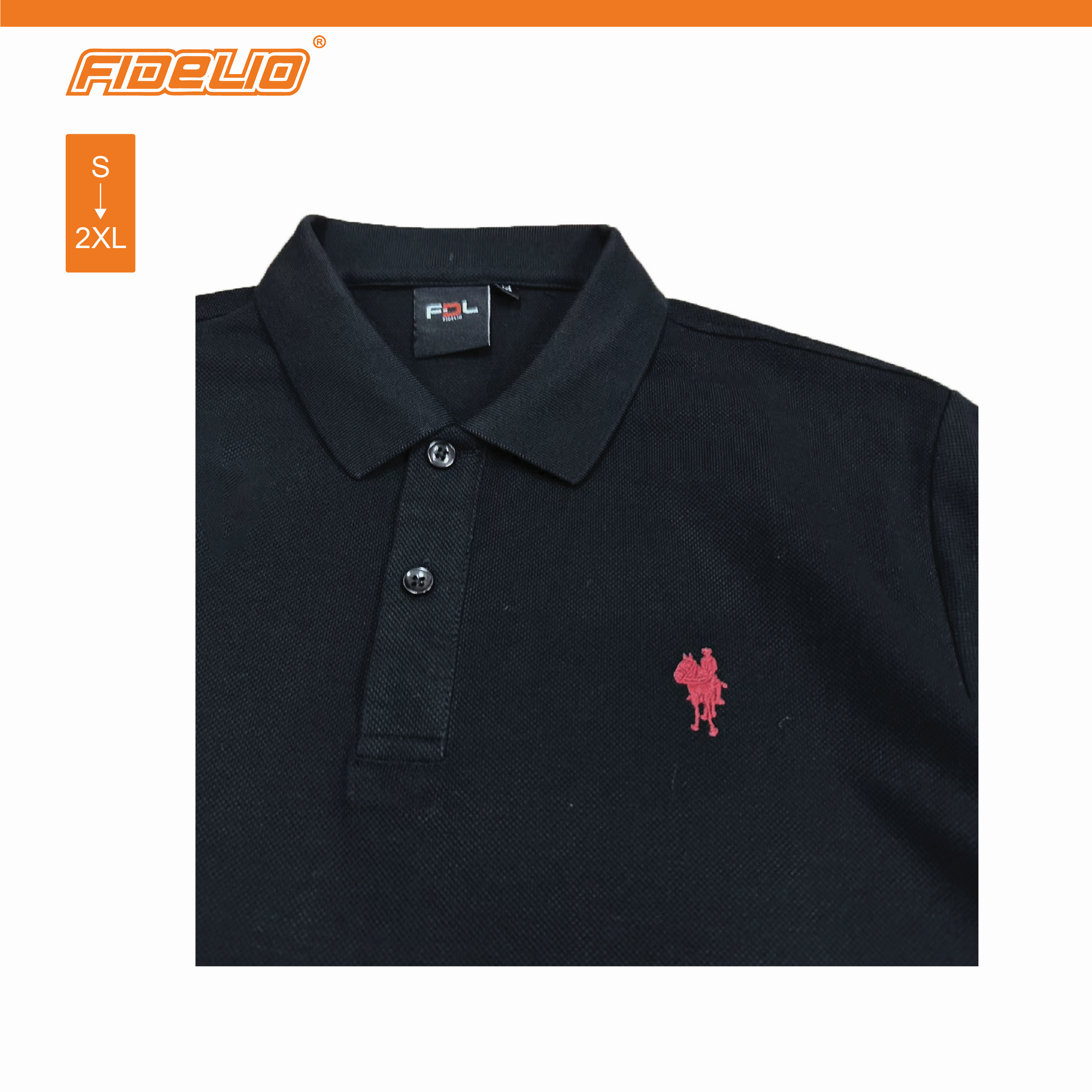 FDL Basic Embroidery Polo Tees -Black