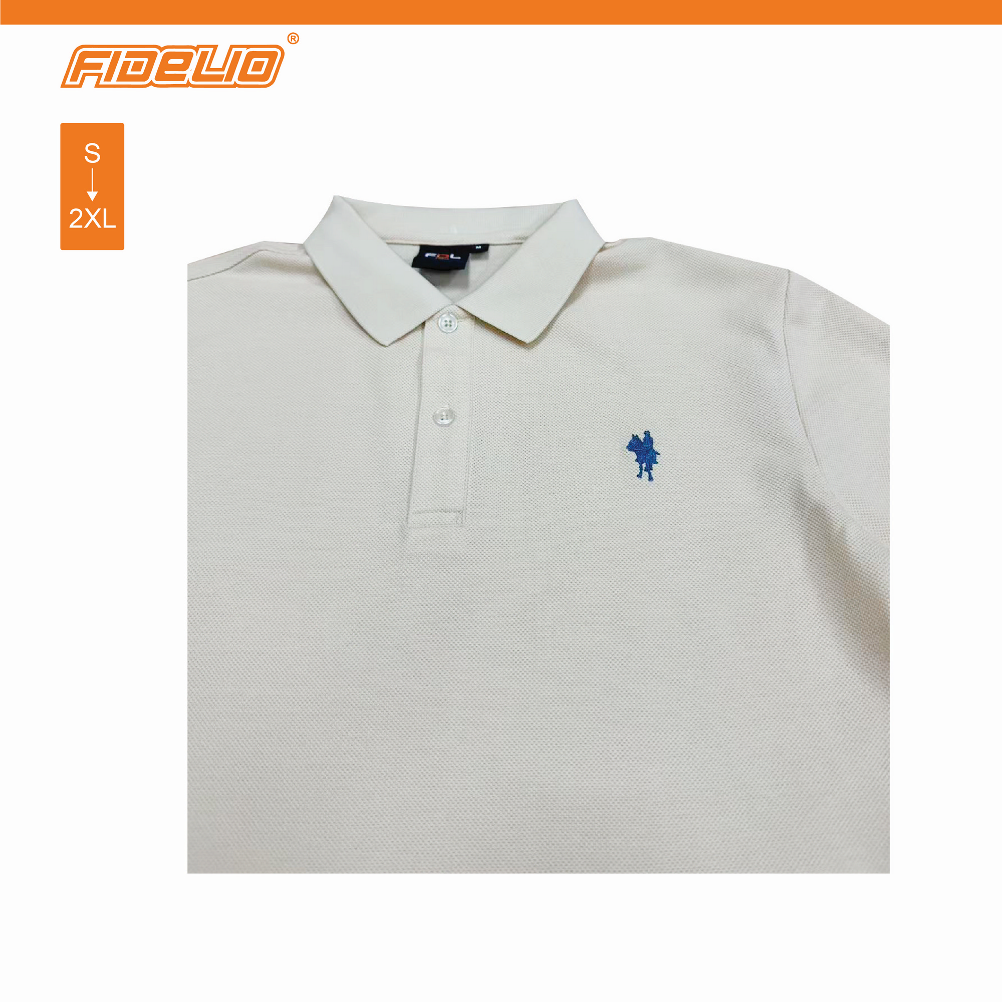 FDL Basic Embroidery Polo Tees -Beige