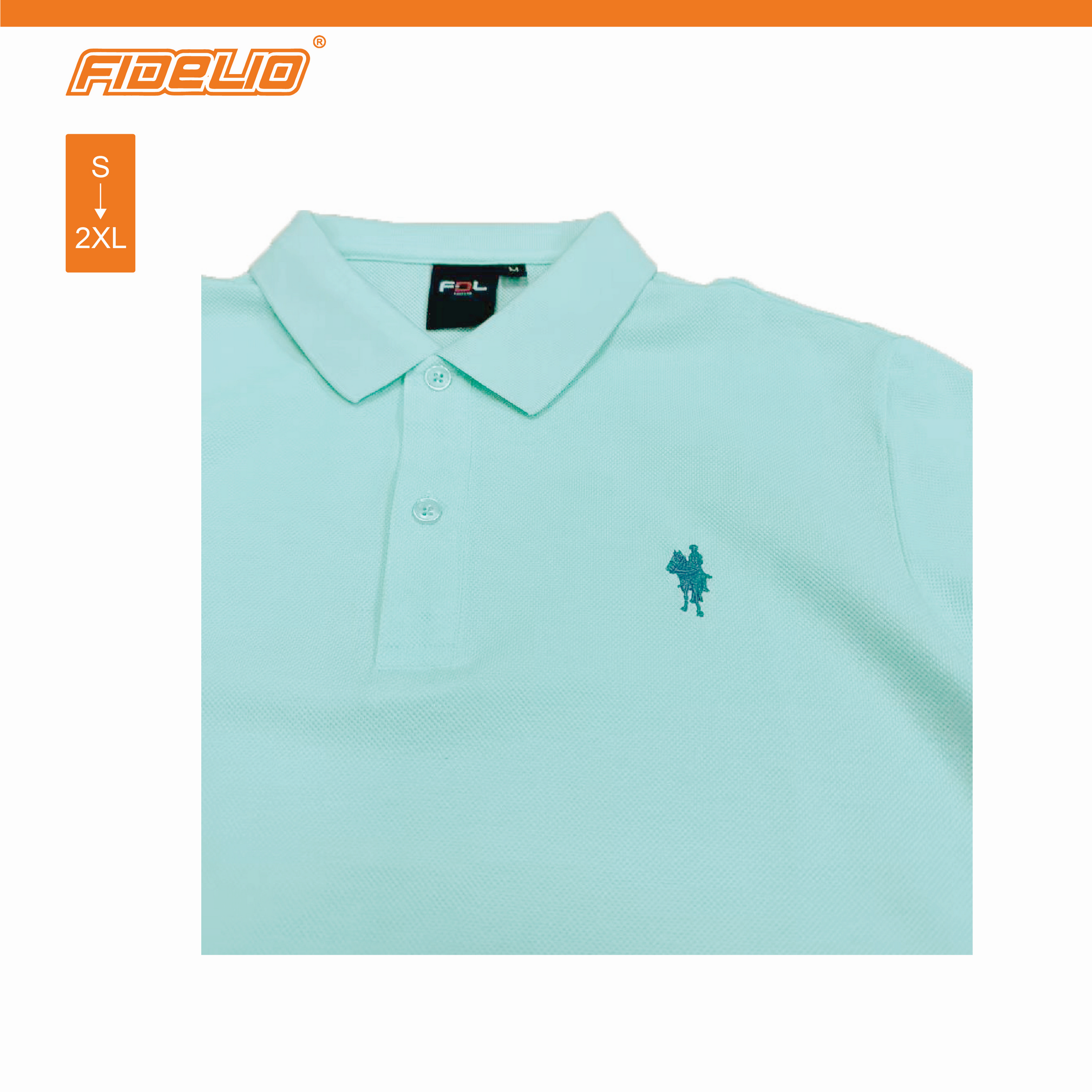 FDL Basic Embroidery Polo Tees -Mint Blue
