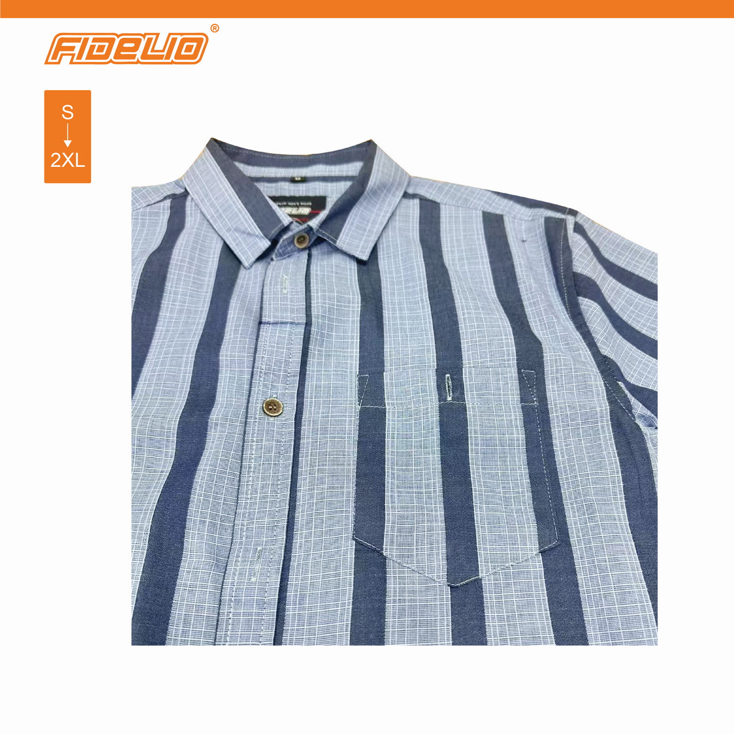 Fidelio Vertical Striped Short Sleeve Shirts -Blue/Navy