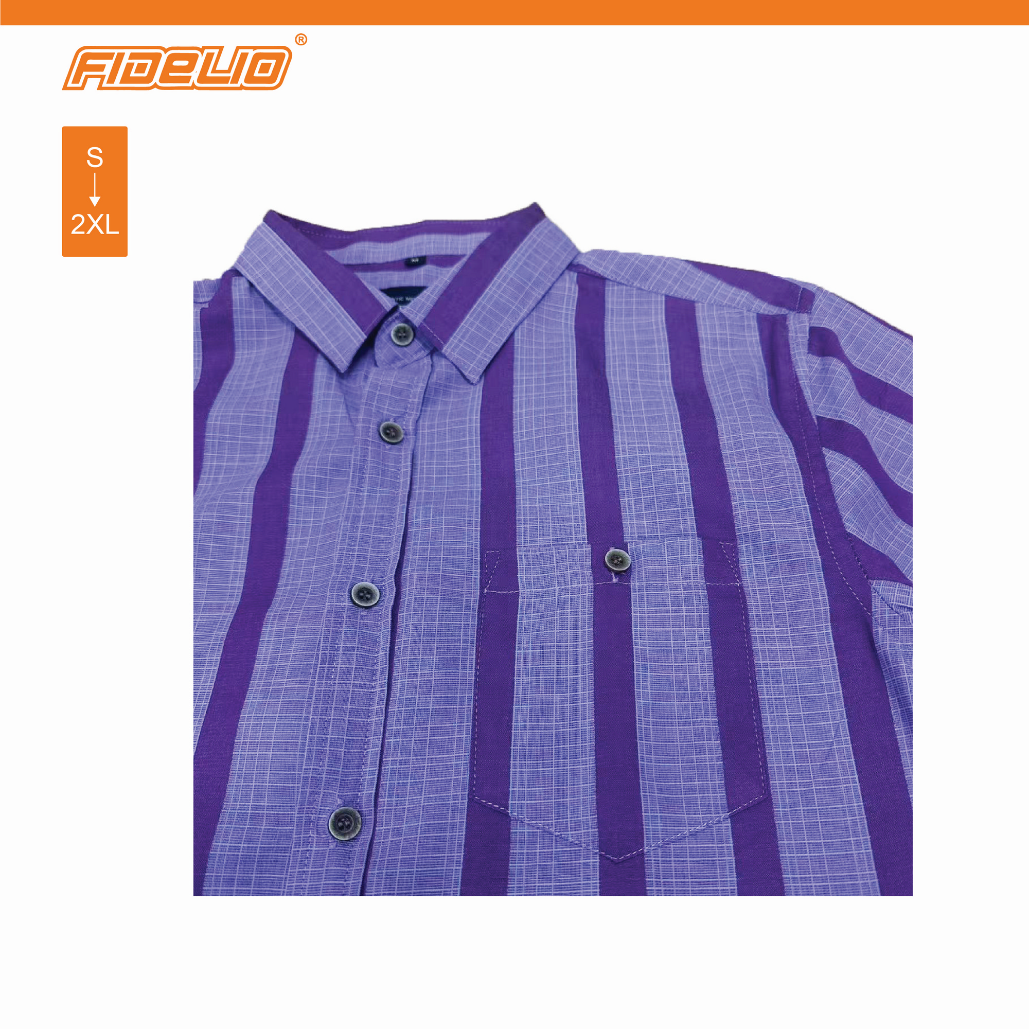 Fidelio Vertical Striped Short Sleeve Shirts -Light Purple/Plum