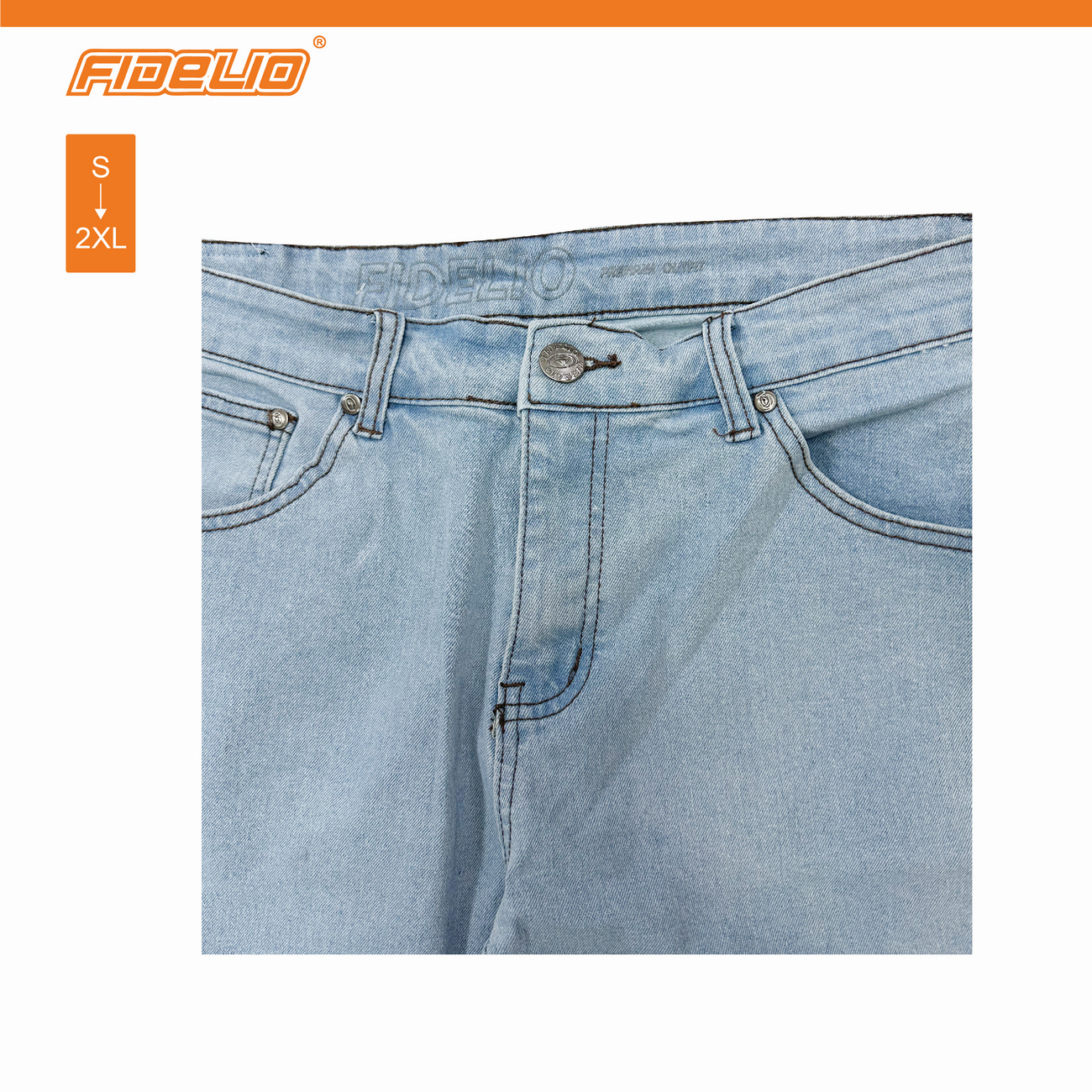 Fidelio 603 Modern Straight Cut Jeans -Light Blue