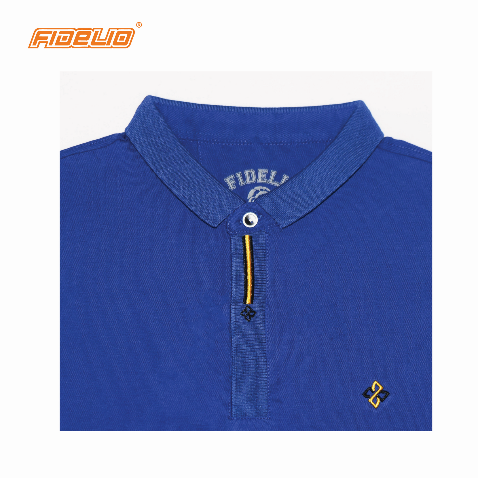 FIDELIO Small Collar Basic Polo Shirts -Blue