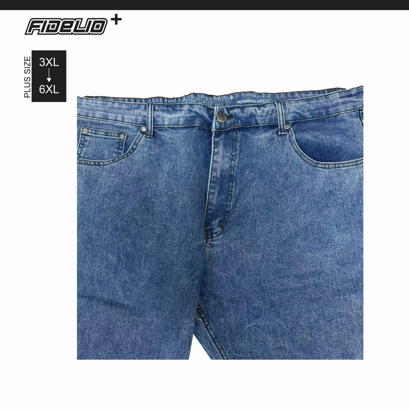 Fidelio Plus Size Classic Slim Fit Denim -Light Blue