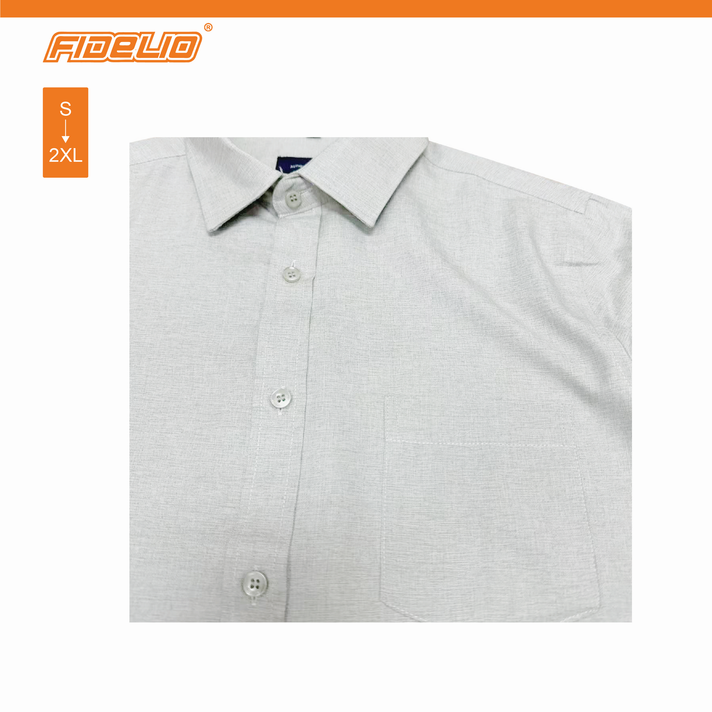 Fidelio Smart Oxford Short Sleeve Shirts -Light Grey