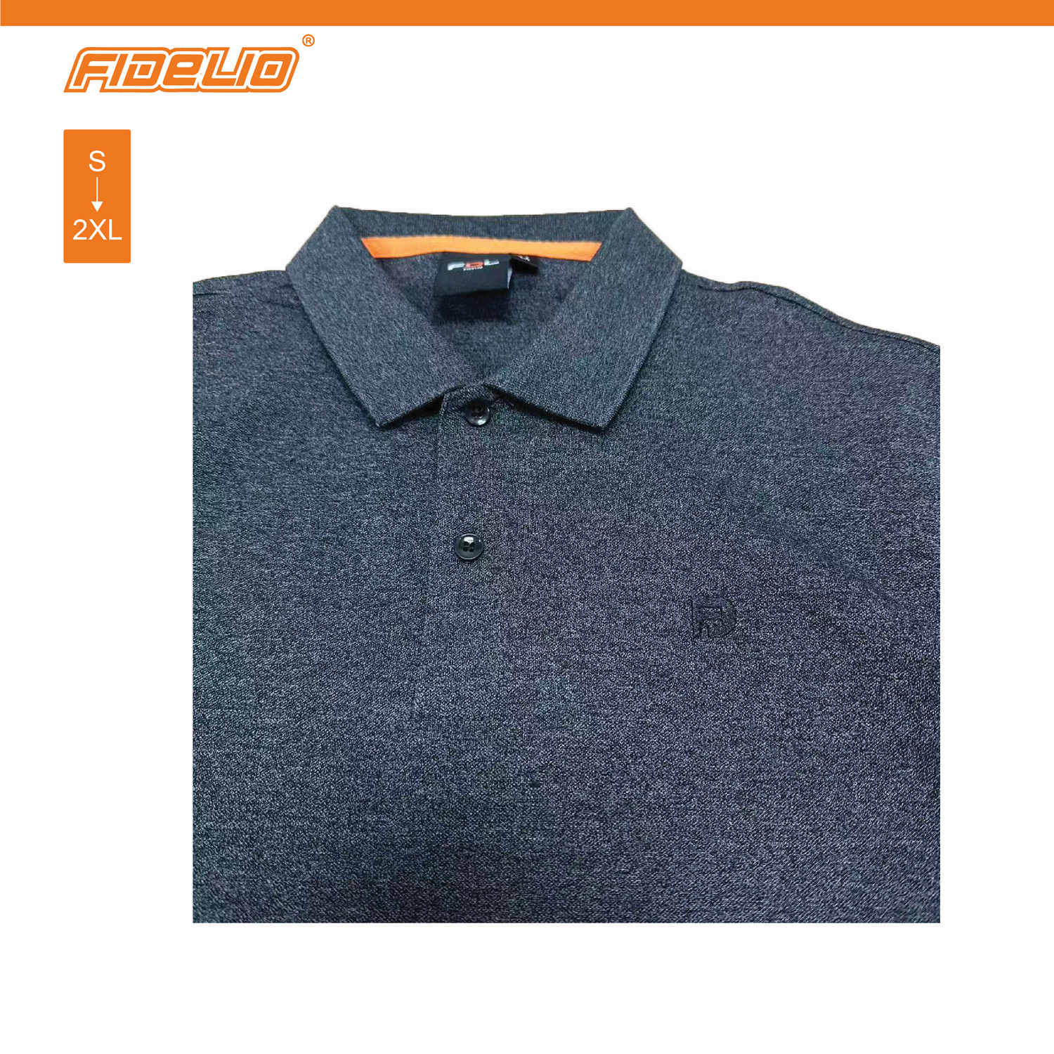 FDL Textured Polo Tees -Dark Grey