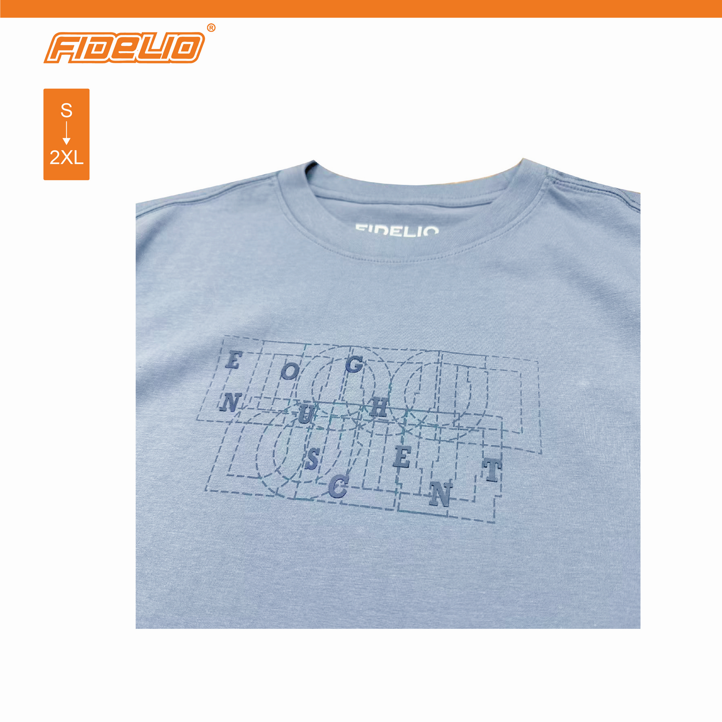 Fidelio Geometric Blueprint Tees -Dusty Blue
